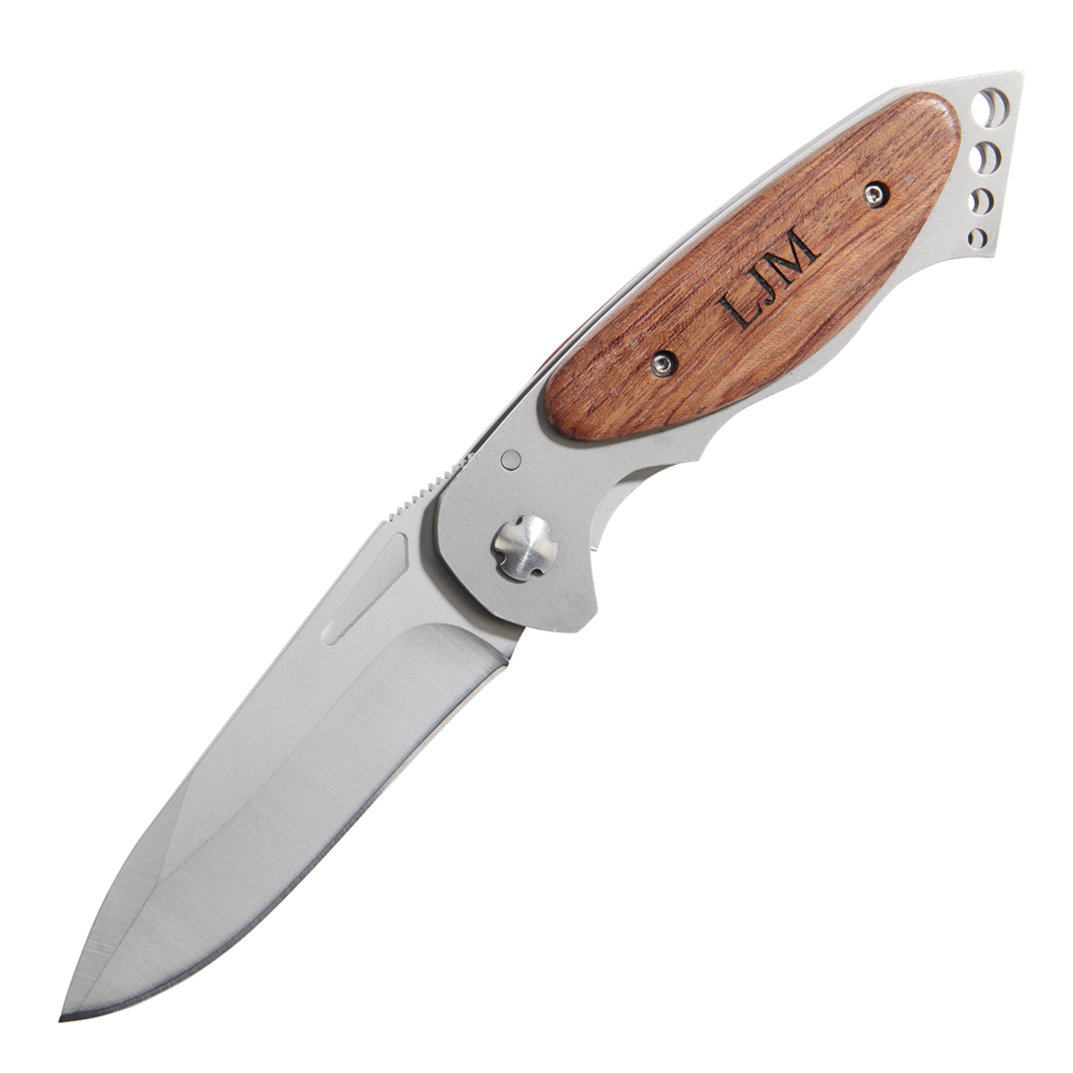 Stainless Steel Locking Pocket Knife with Wood Handle 4 5/8"