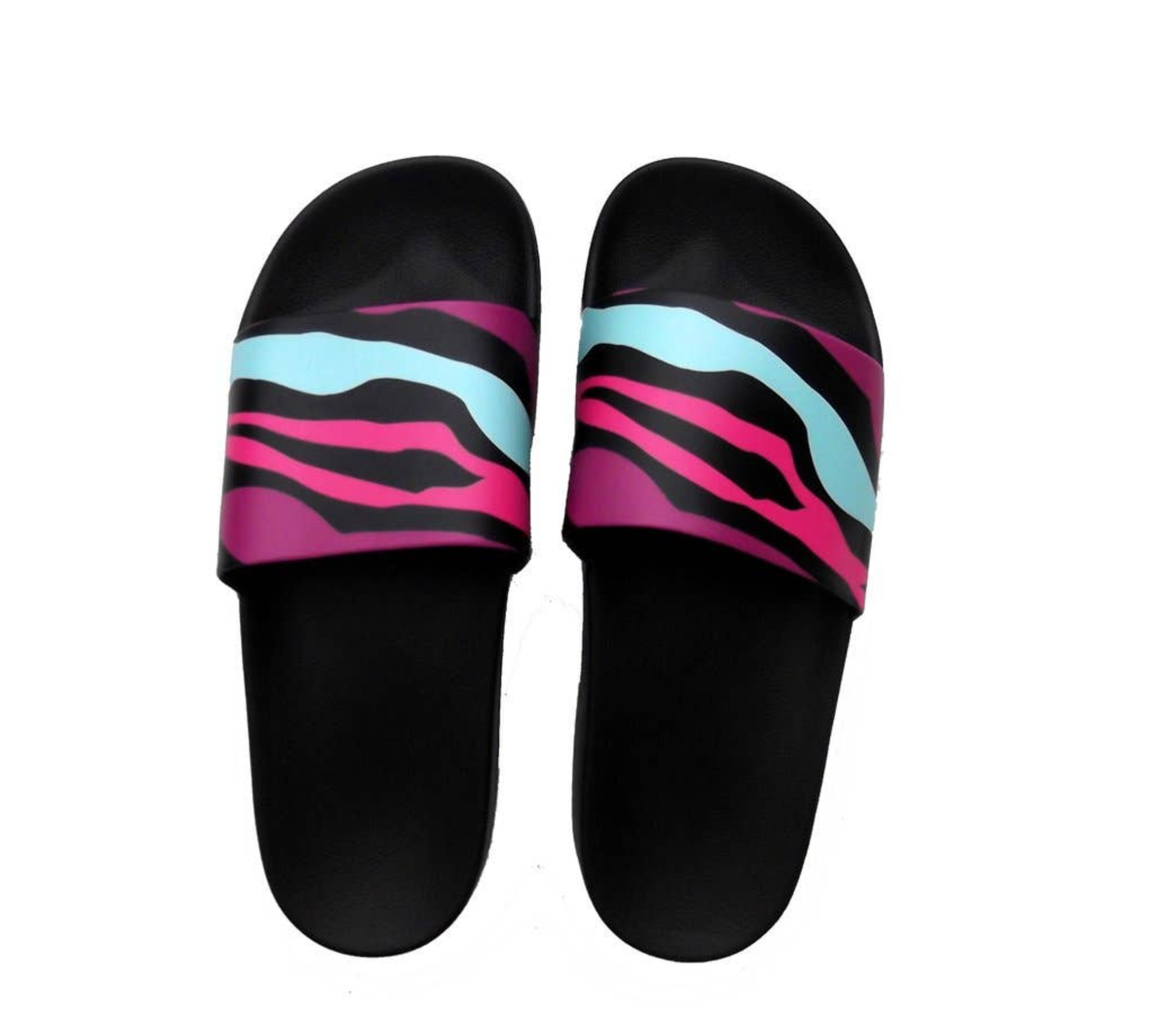 Multicolor Zebra Print Slide Sandals