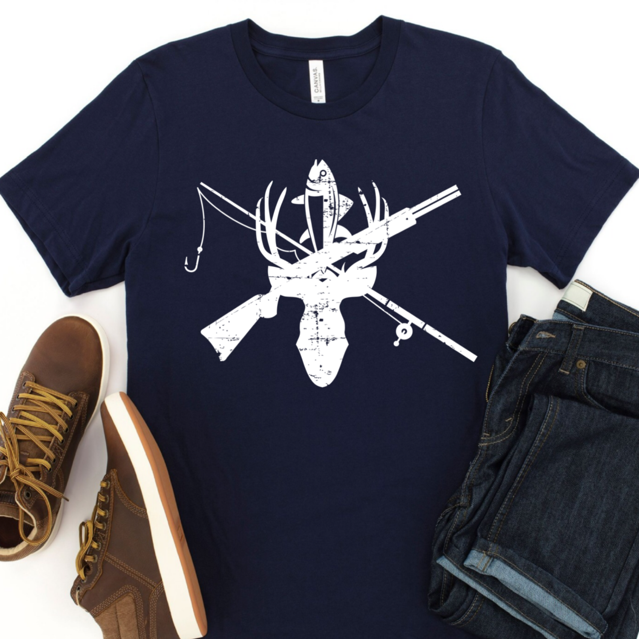 Men's  Hunting Fishing Deer T-Shirt