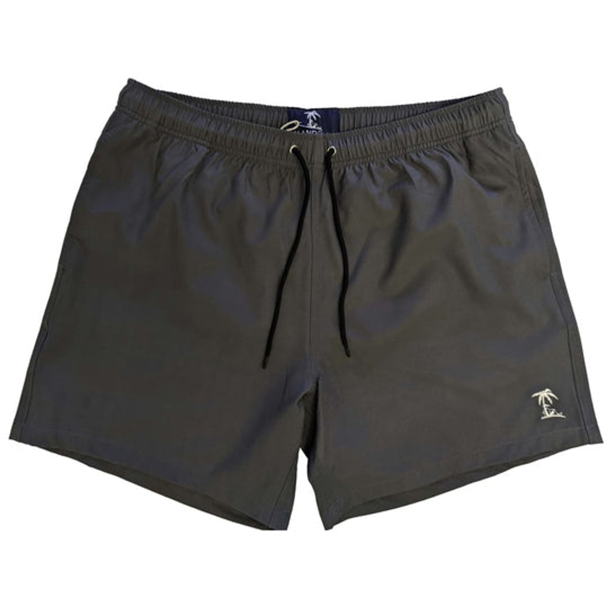 Island Bum Men's Solid Grey with Tiki Joe Logo Swim Trunks