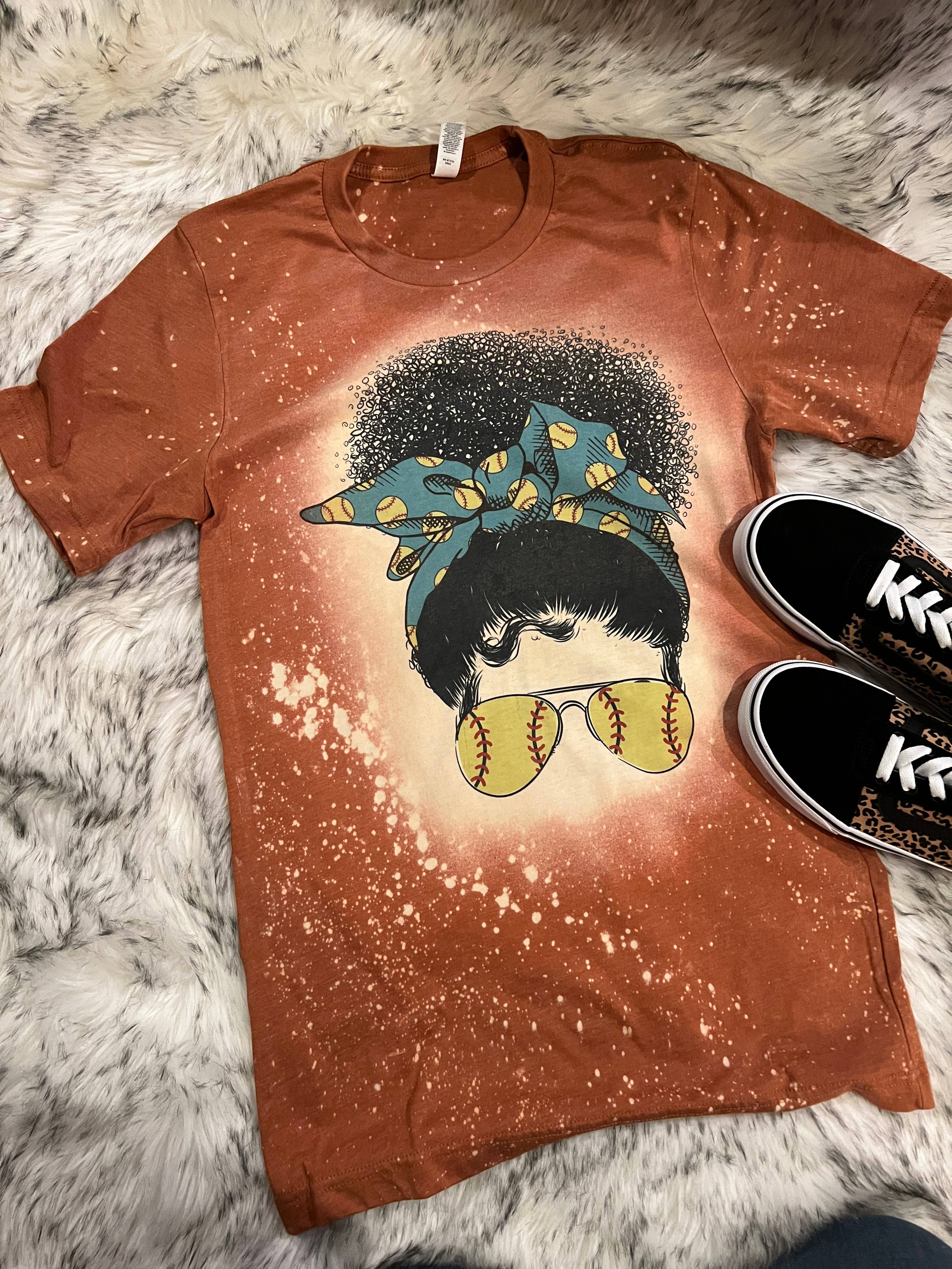 Afro Softball Mom Shirt