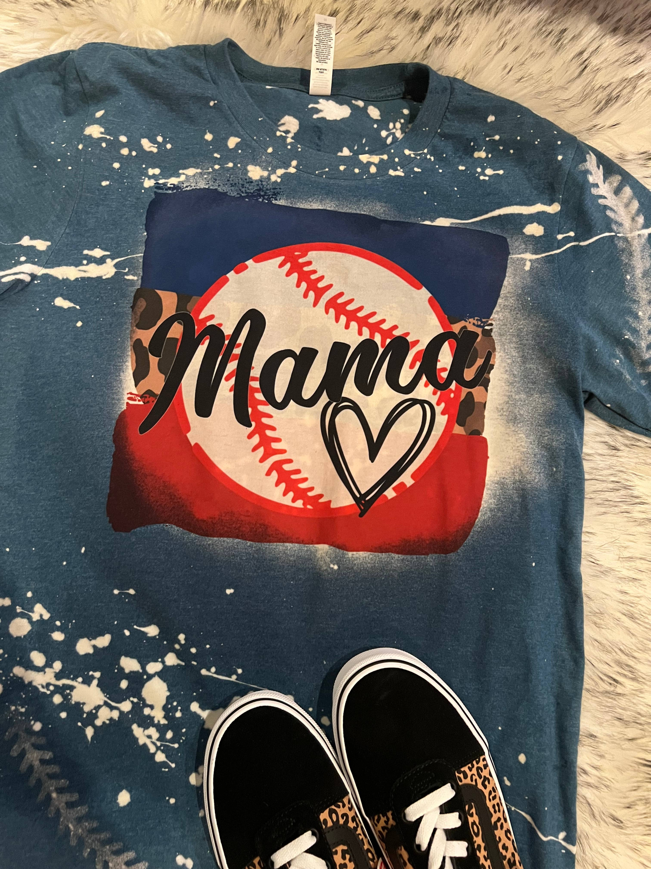 Baseball Mama Shirt Bleached