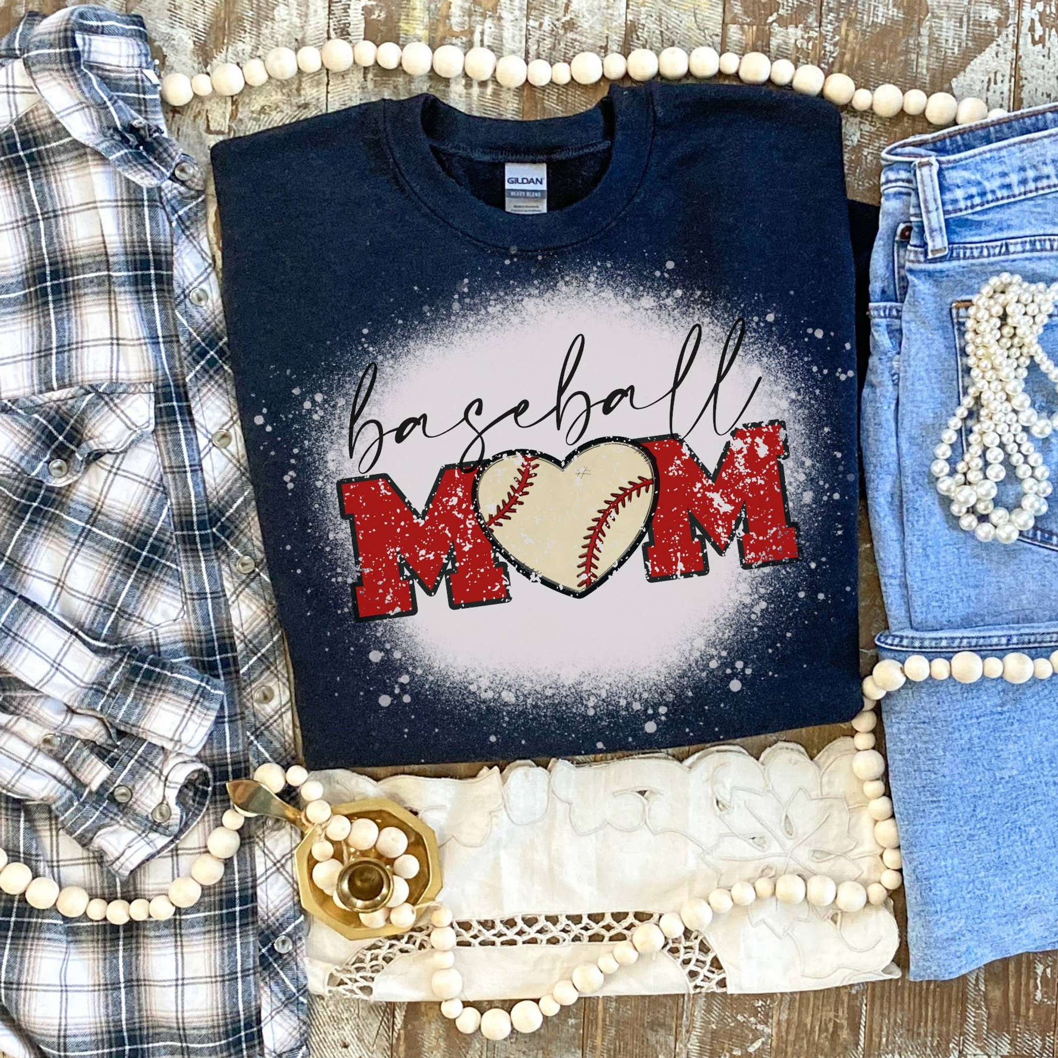 Baseball Mama Shirt Bleached