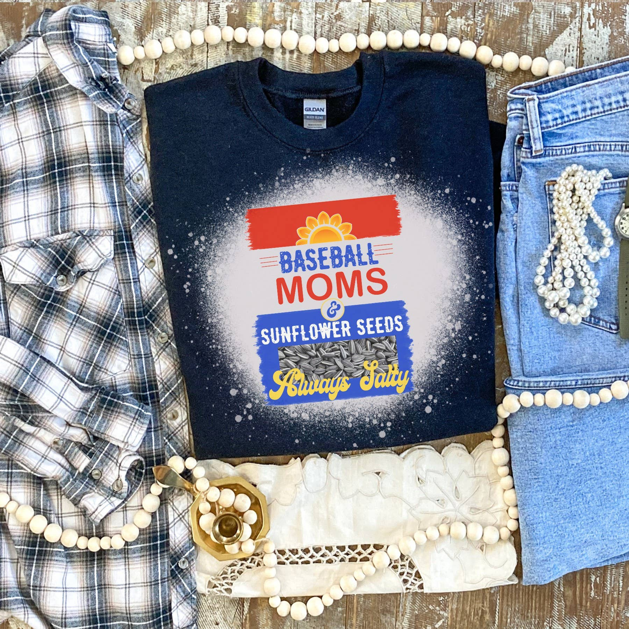 Baseball Mom Always Salty Shirt Bleached