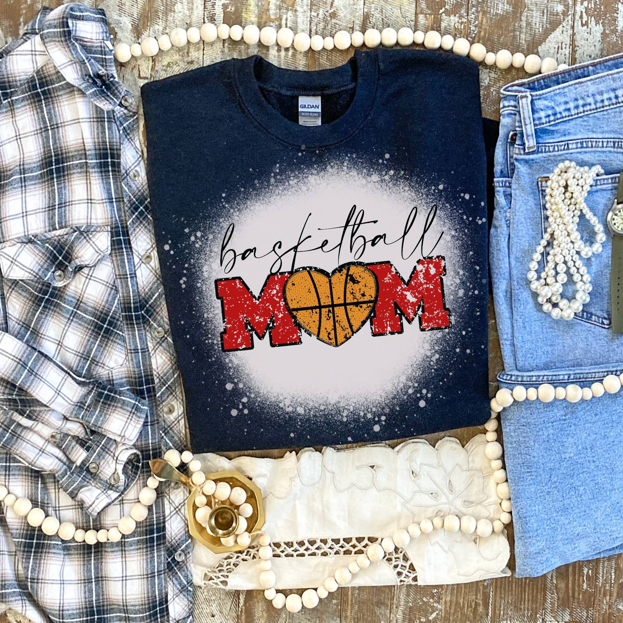 Basketball Mom Shirt Bleached