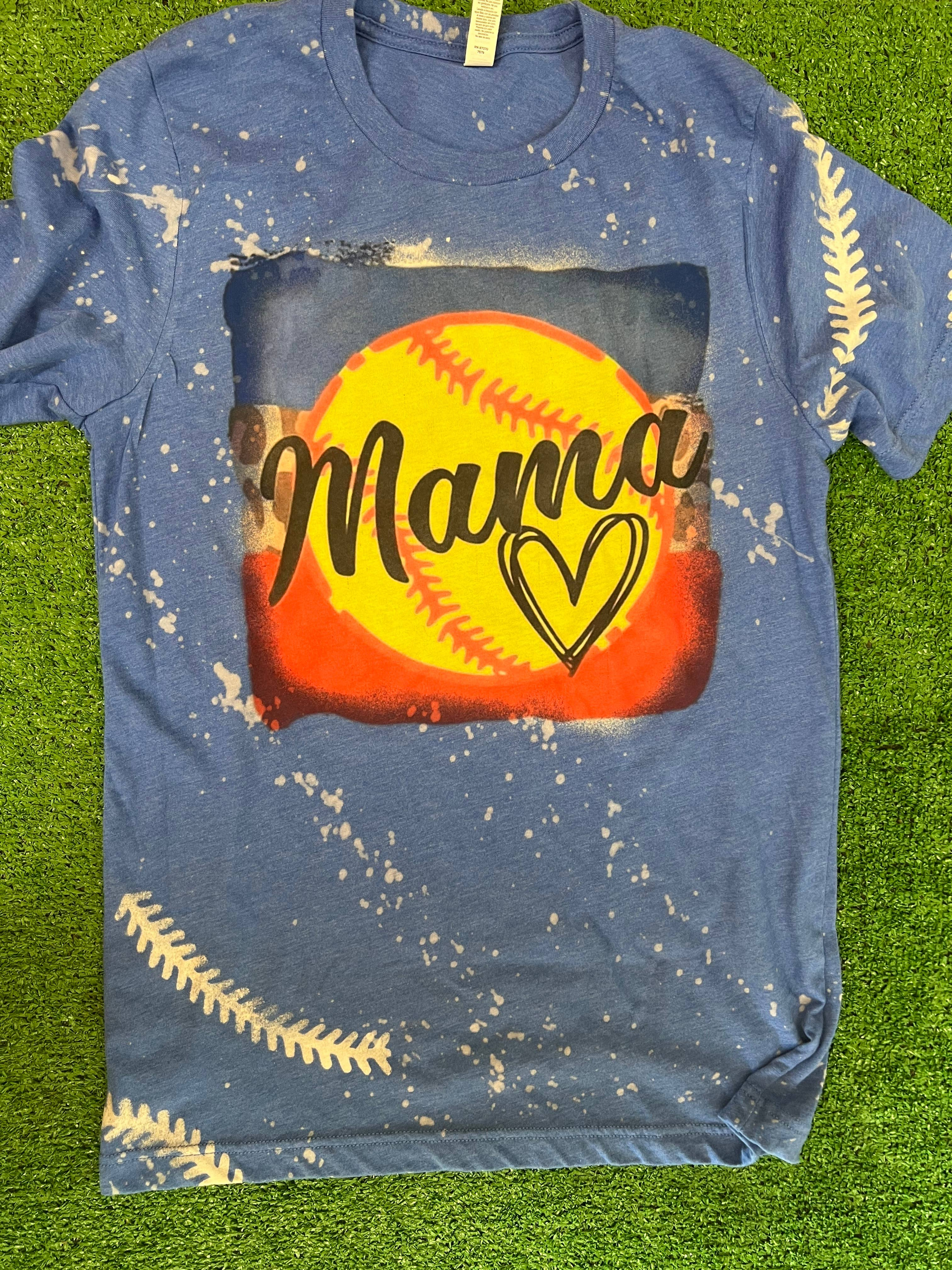 Softball Mama Shirt Bleached