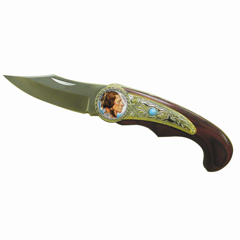 Colorized Buffalo Nickel Pocket Knife