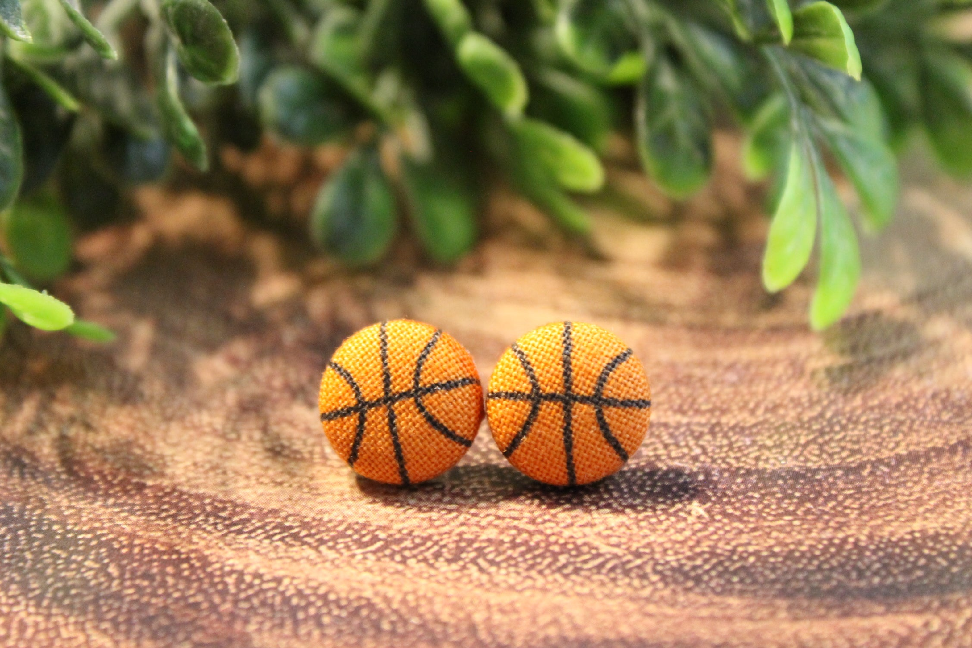 Basketball Fabric Button Stud Earrings