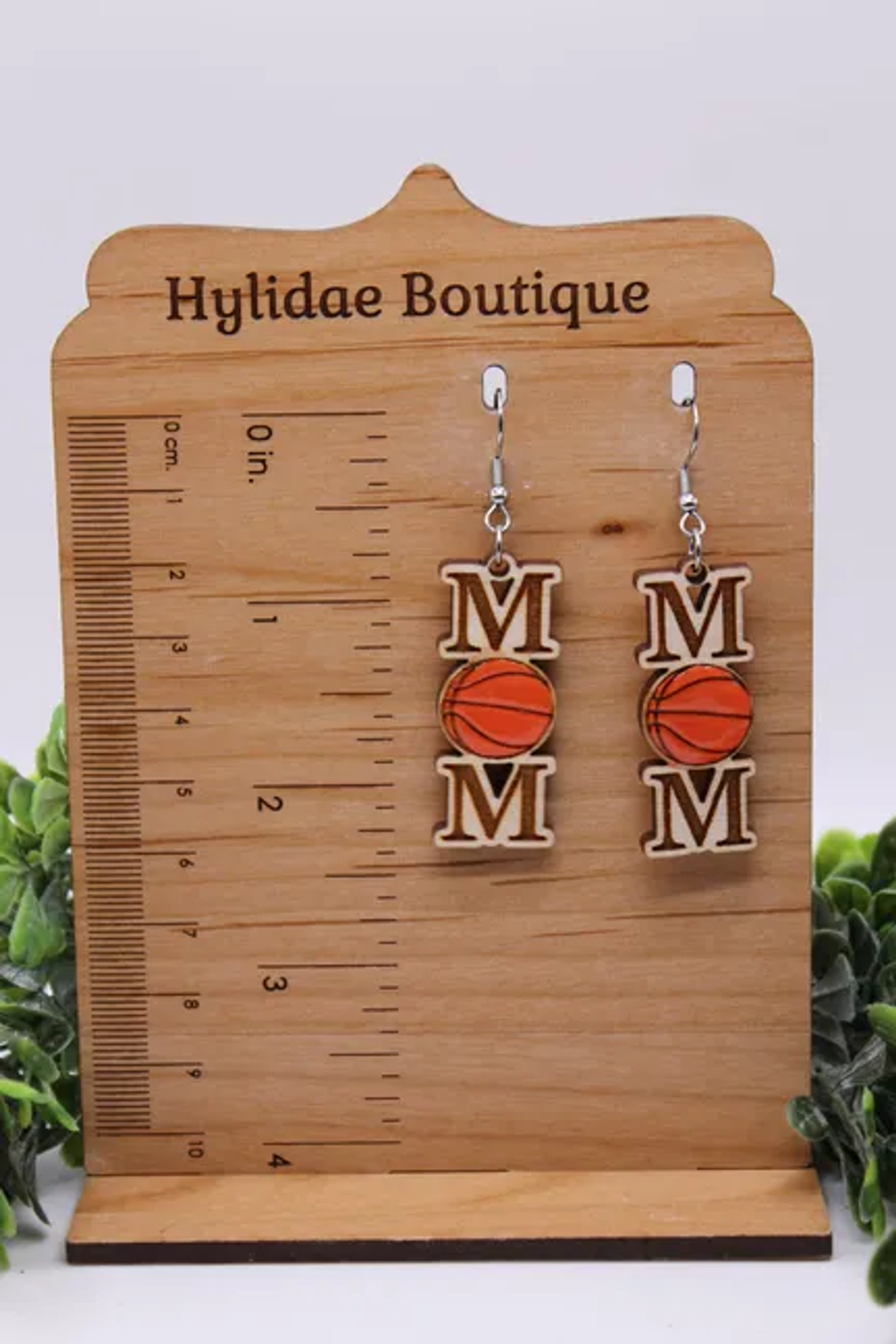 Basketball MOM || Wooden Drop Earrings