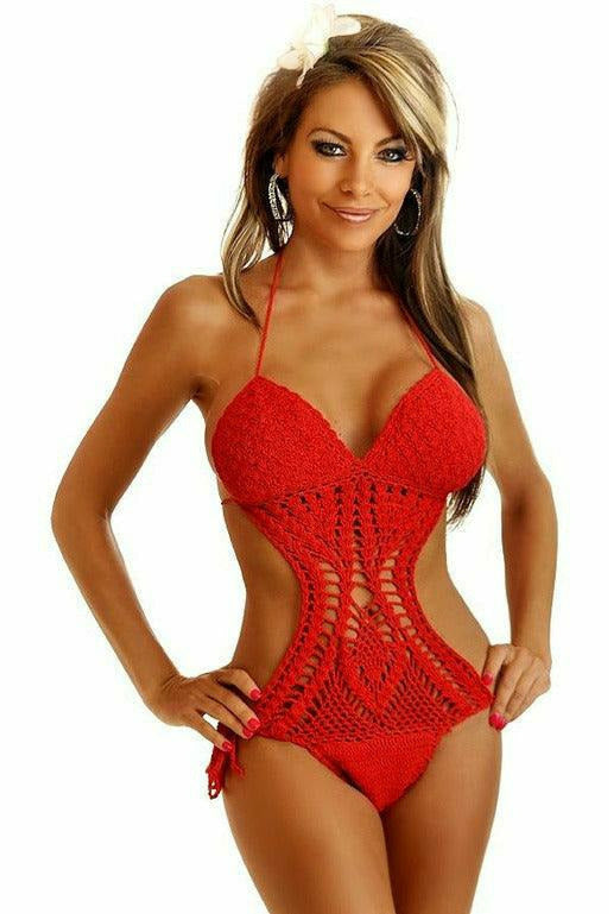 Red Crochet Monokini