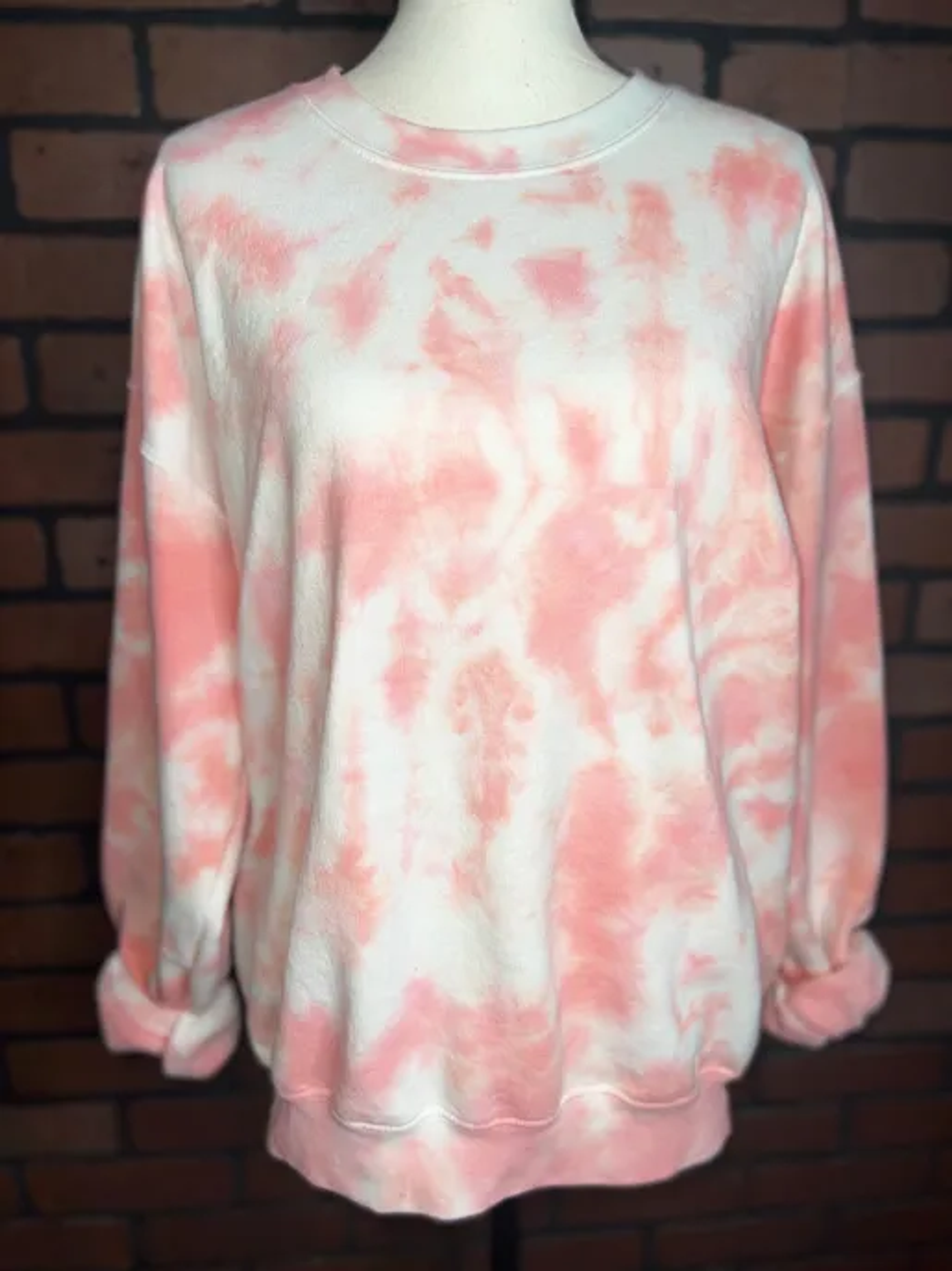 Coral Tie Dye Blank Crewneck Sweatshirt