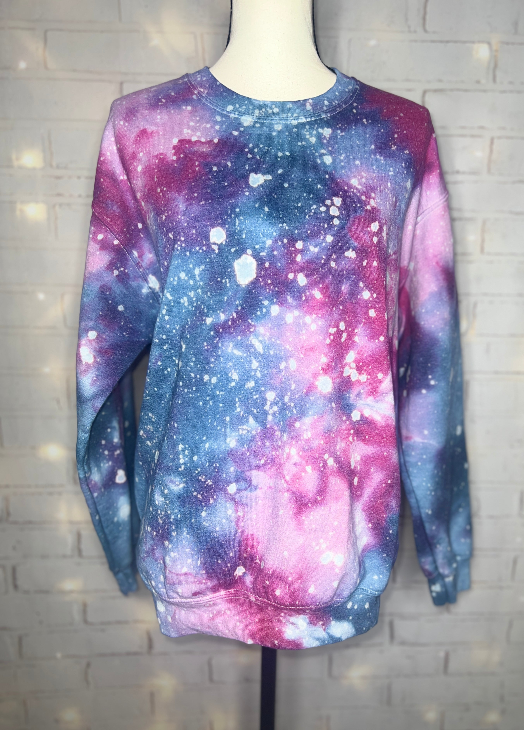 Dark Sky Melt Galaxy Ice Dyed Tie Dye Crewneck Sweatshirt