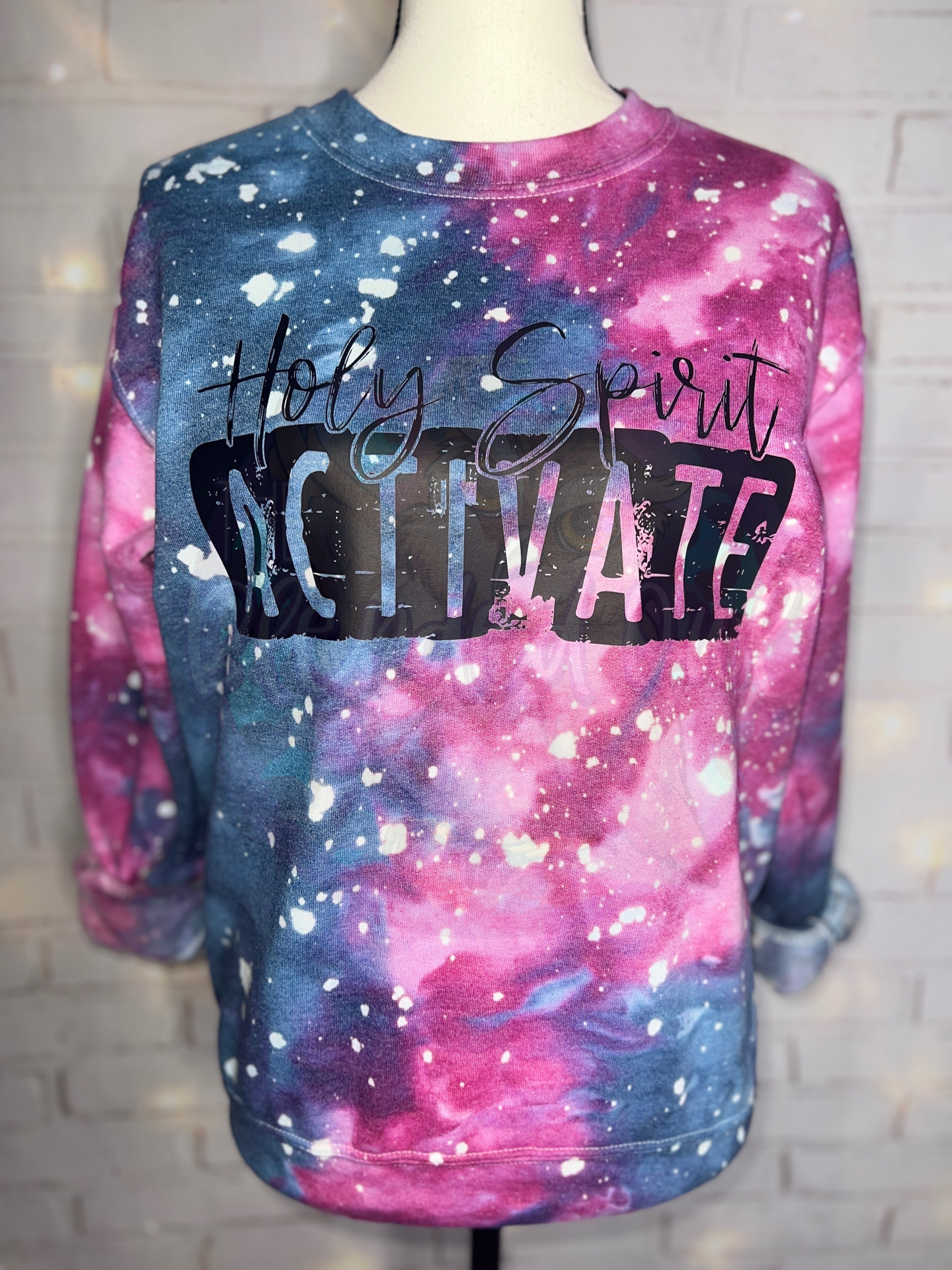 Holy Spirit Activate Dark Sky Melt Ice Dyed Tie Dye Sweatshirt