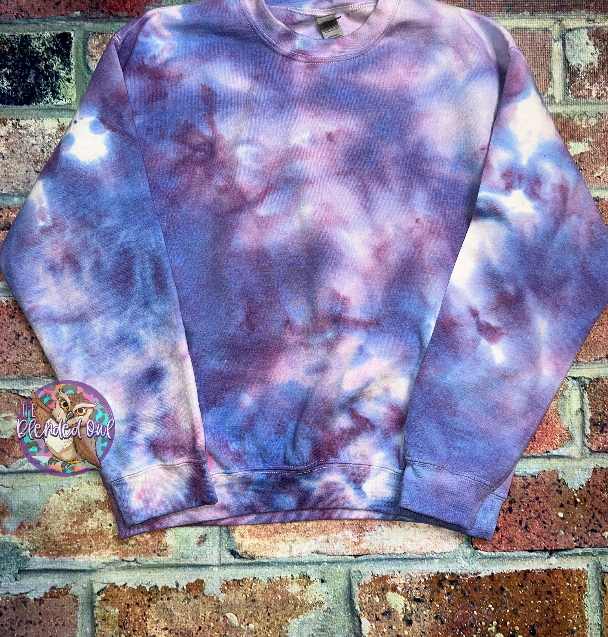 Lavender Purple Ice Dye Tie Dye Blank Crewneck Sweatshirt