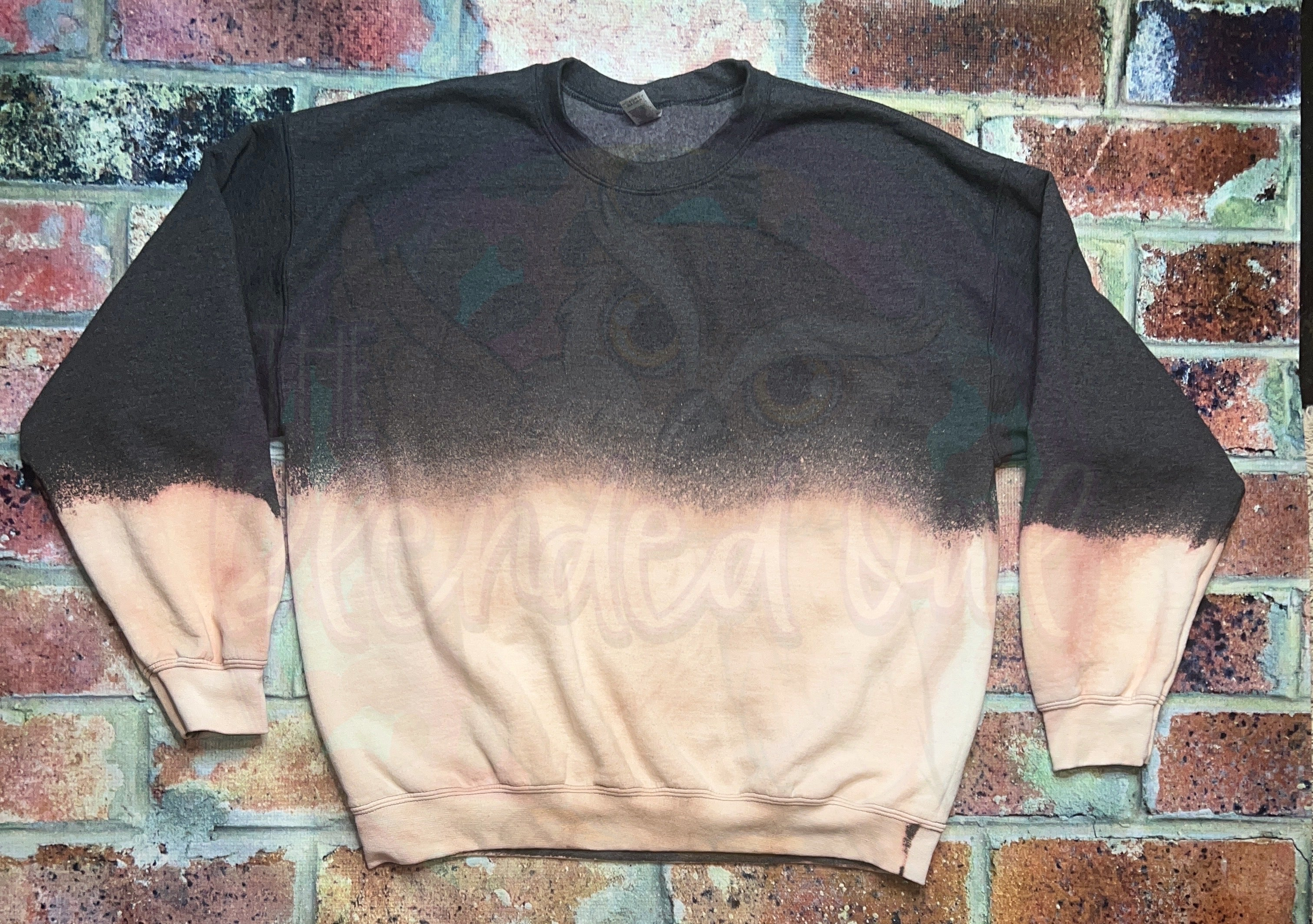 Ombre' Bleached Dark Grey Crewneck Blank Sweatshirt