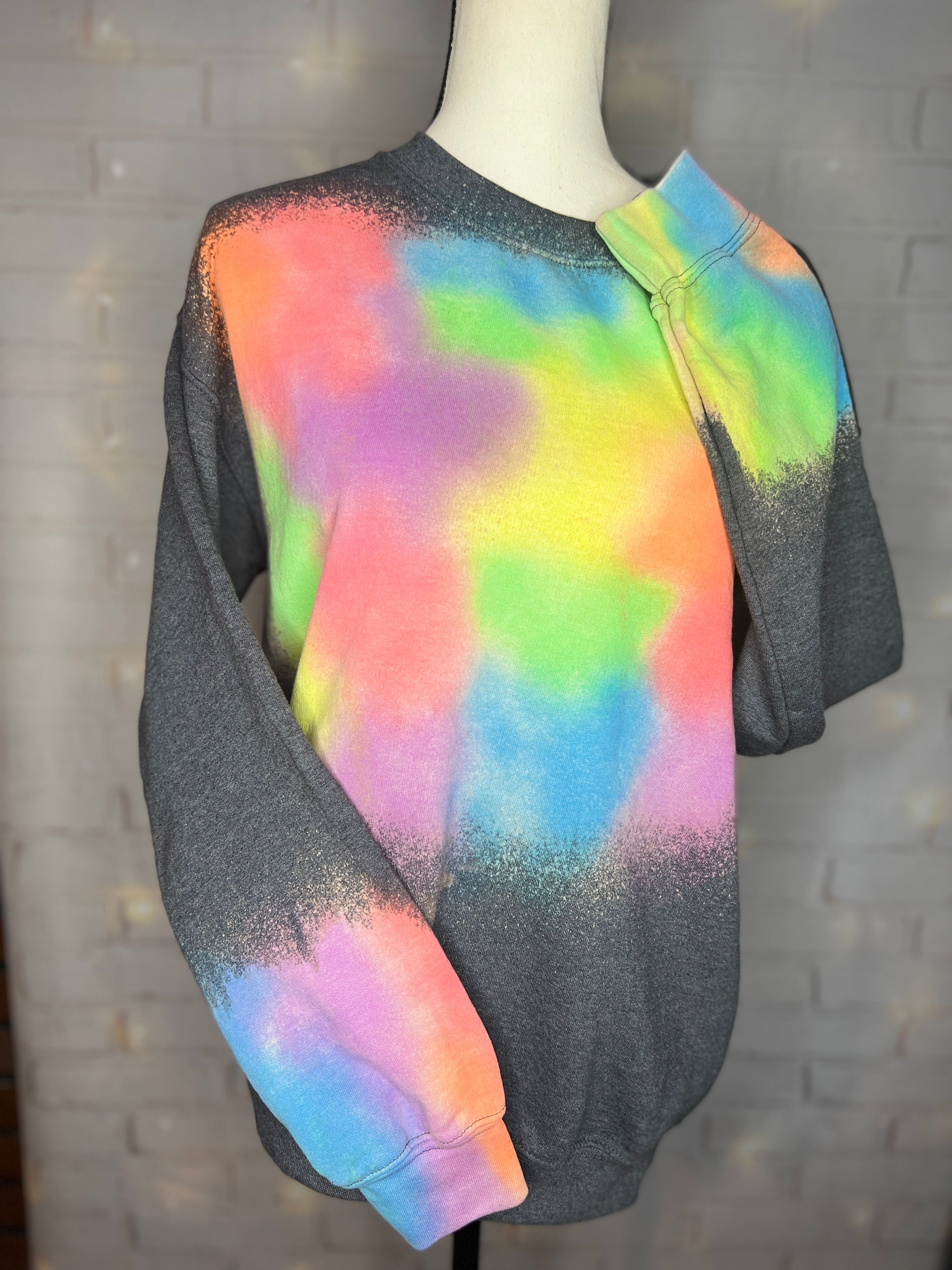 Patchwork Reverse Tie Dye Blank Crewneck Sweatshirt