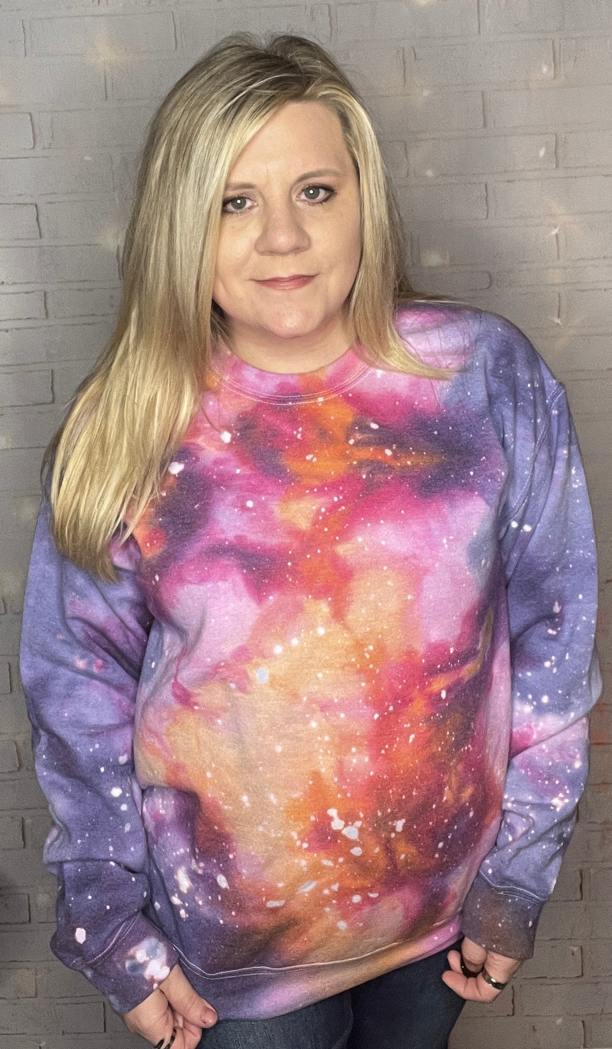 Rainbow Nebula Galaxy Ice Dyed Tie Dye Crewneck Sweatshirt