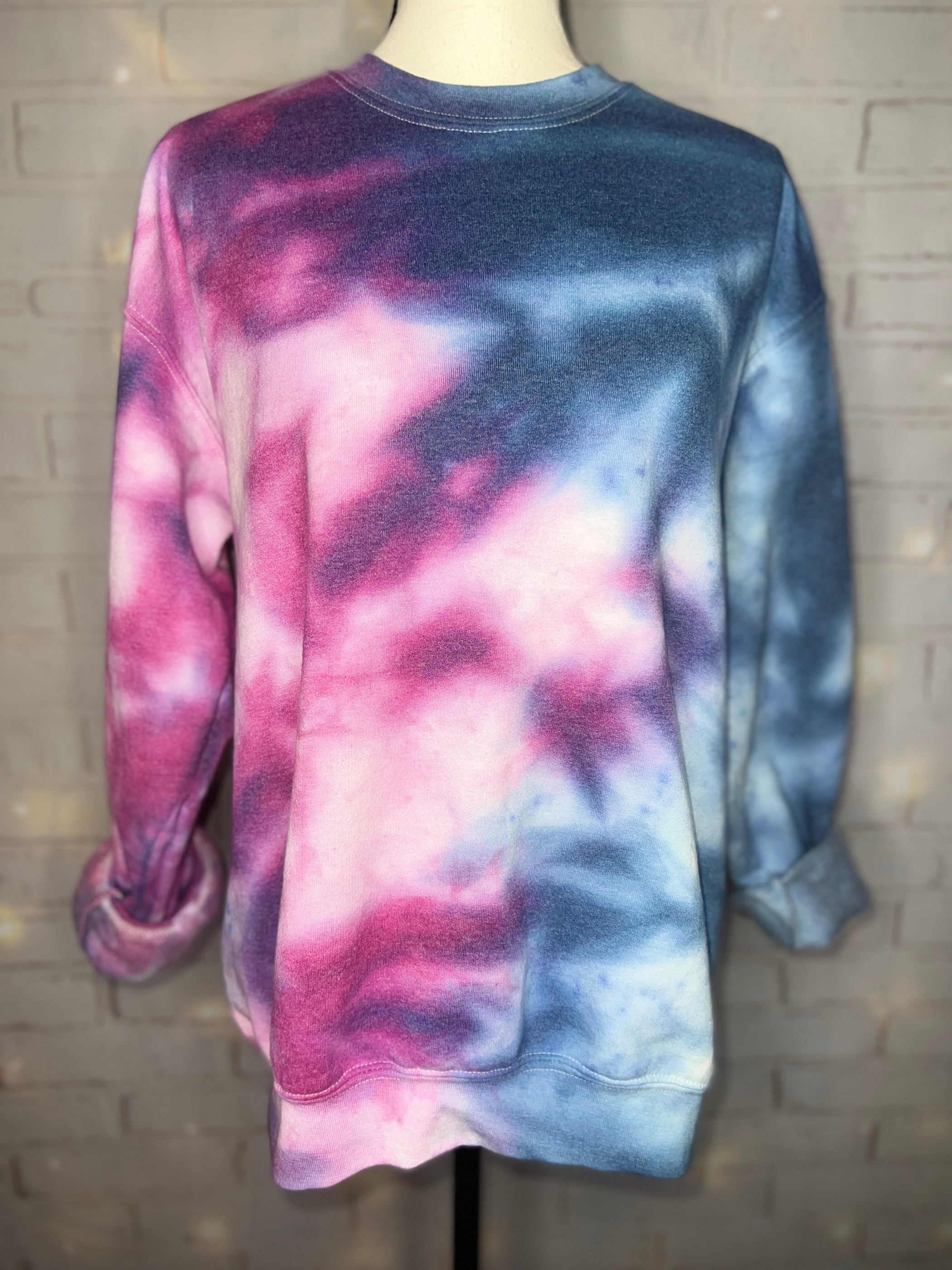 Raspberry Fusion Ice Dyed Tie Dye Crewneck Sweatshirt