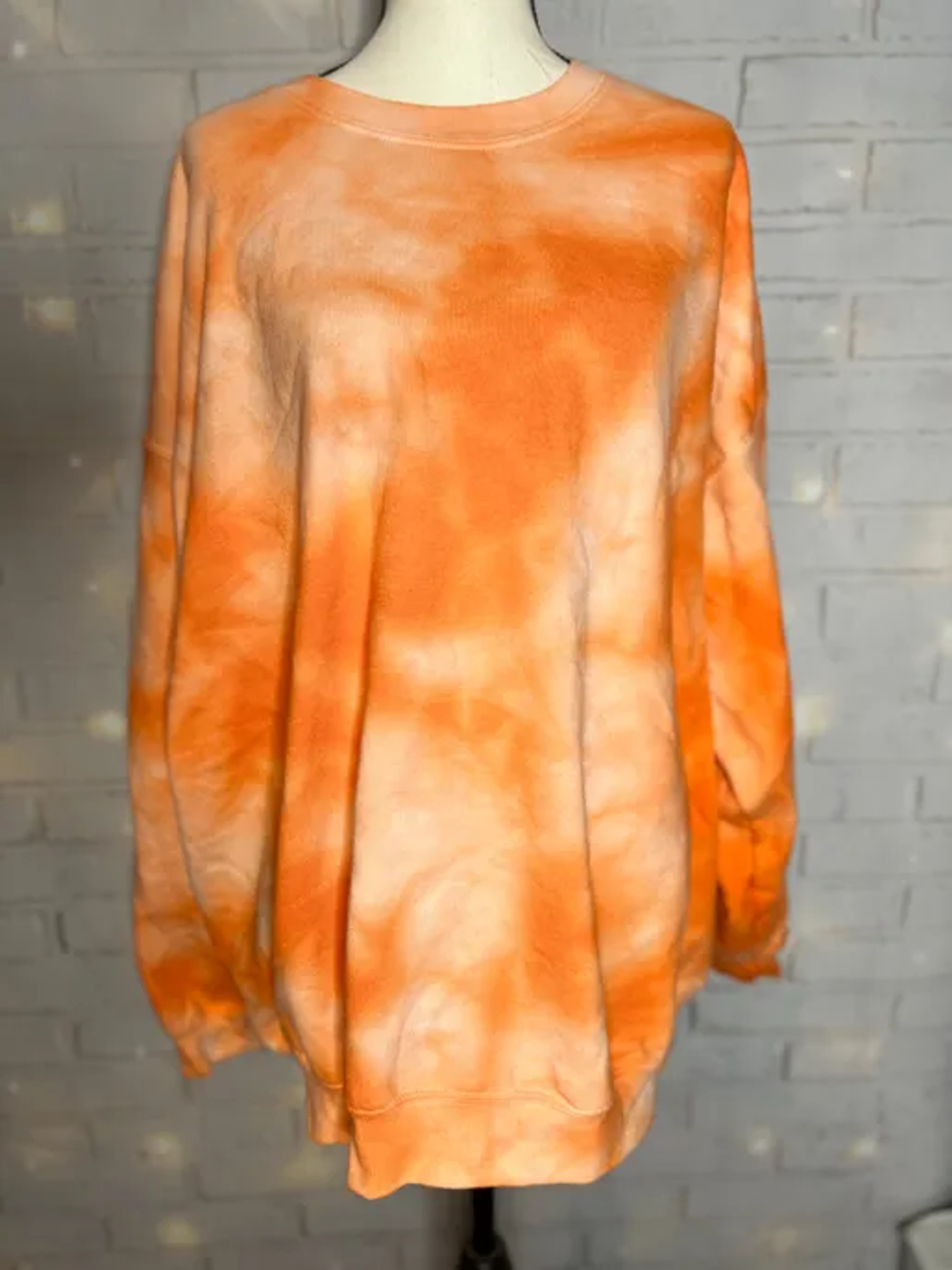 Size 3X Ice Dyed Orange Blank Sweatshirt