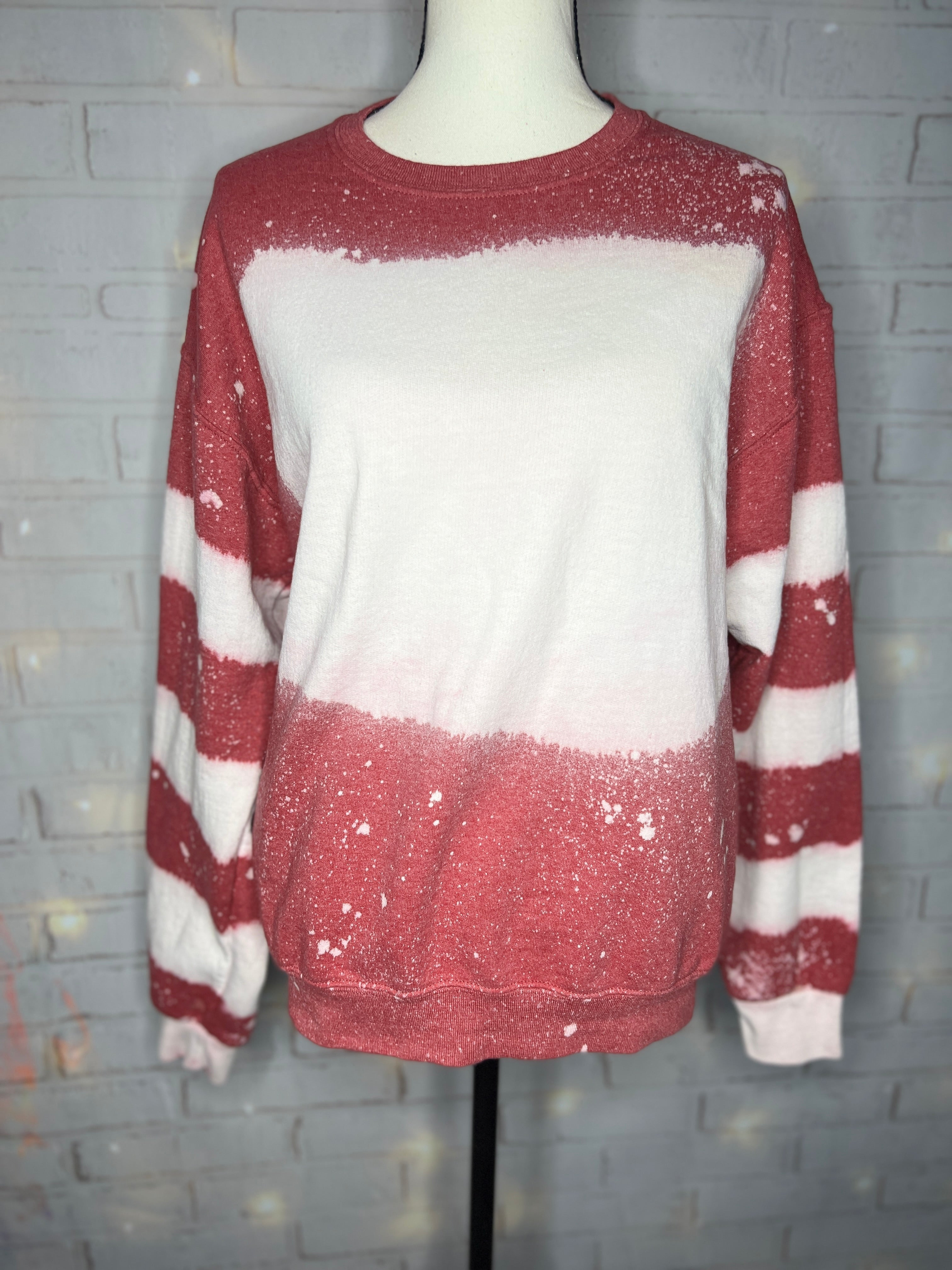 Red Bleached Sweatshirt with Bleached Sleeve