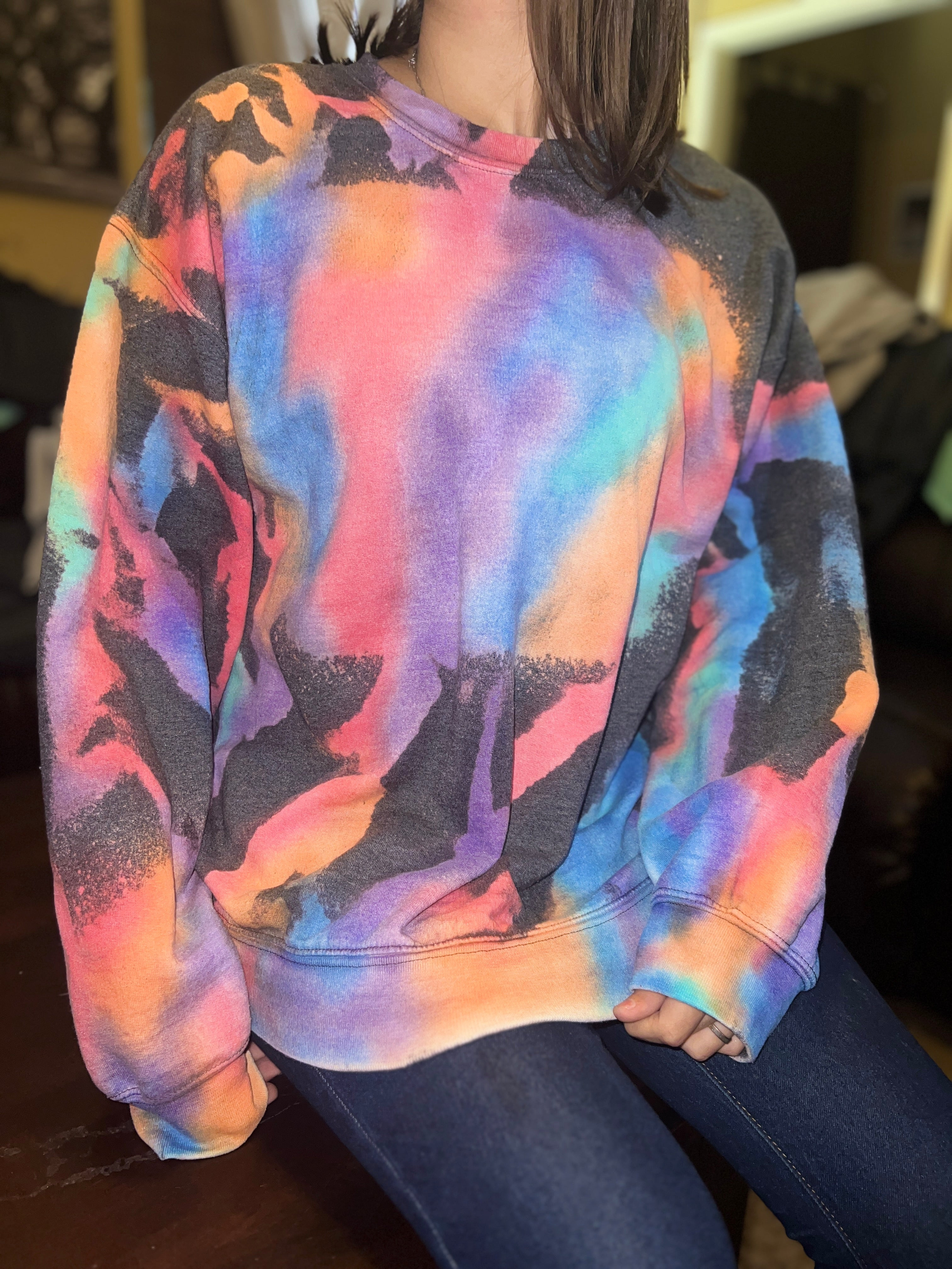 Watercolor Dreams Reverse Tie Dye Sweatshirt Blank