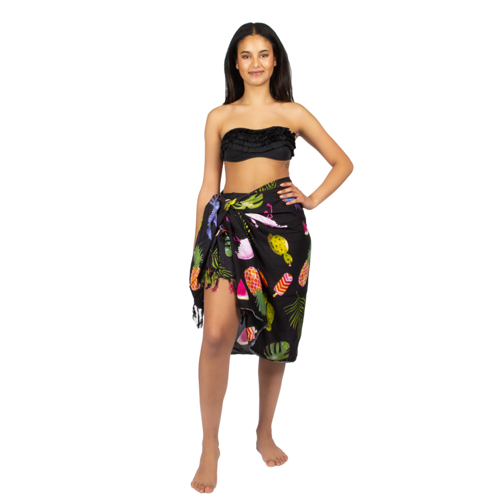 Flamingo & Fruit Print Sarong