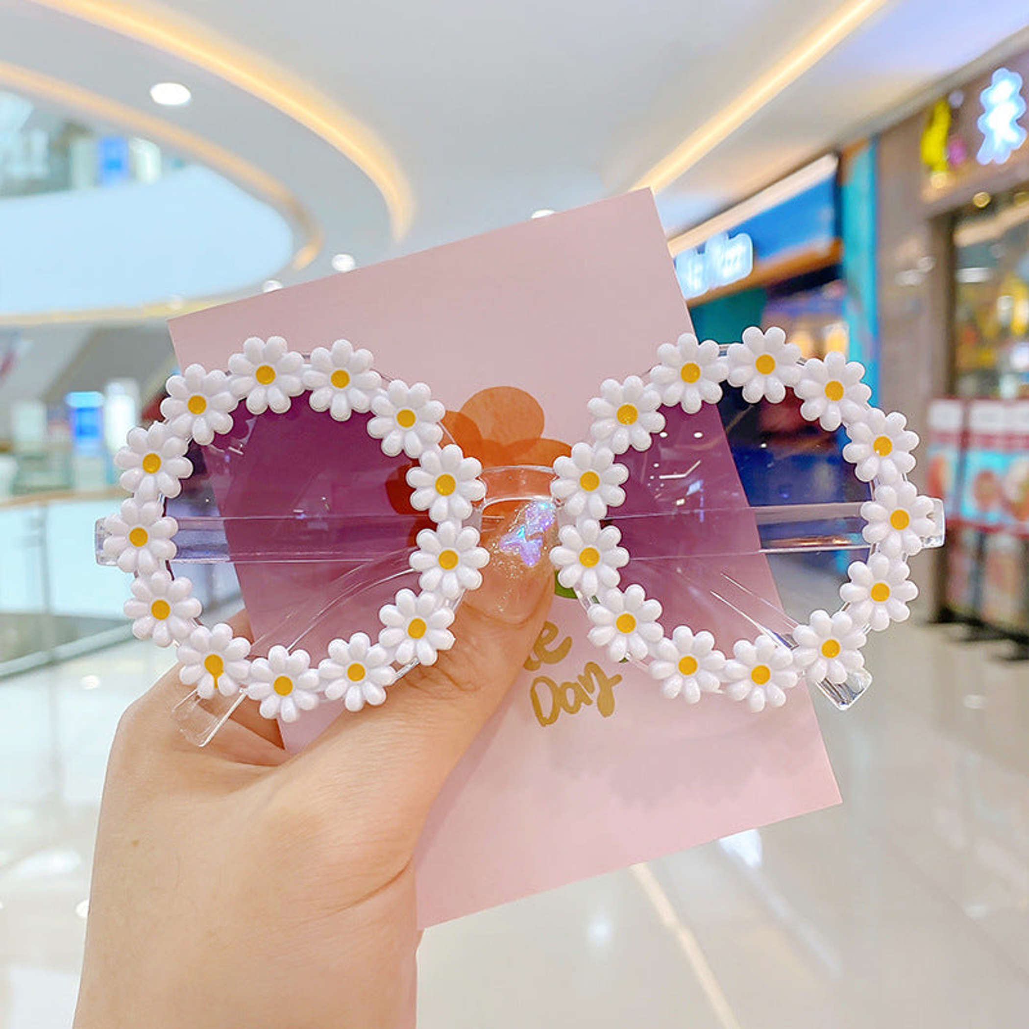 Girls Lovely Sunflower Round Frame Sunglasses