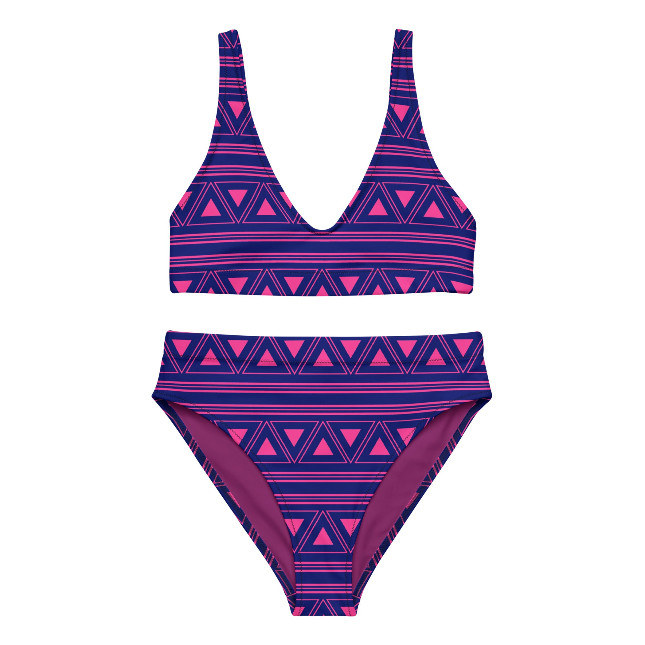 Purple Ethnic Tribal Recycled High Waisted Bikini for Women