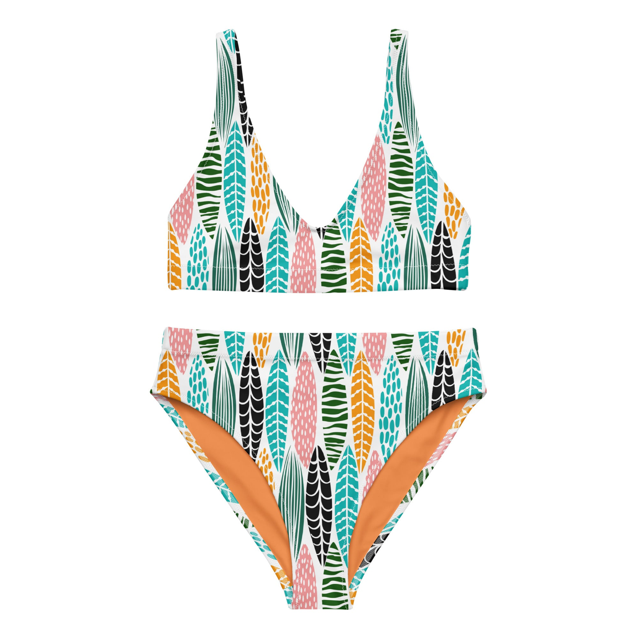 Leaf Jungle Print Recycled High-Waisted Bikini