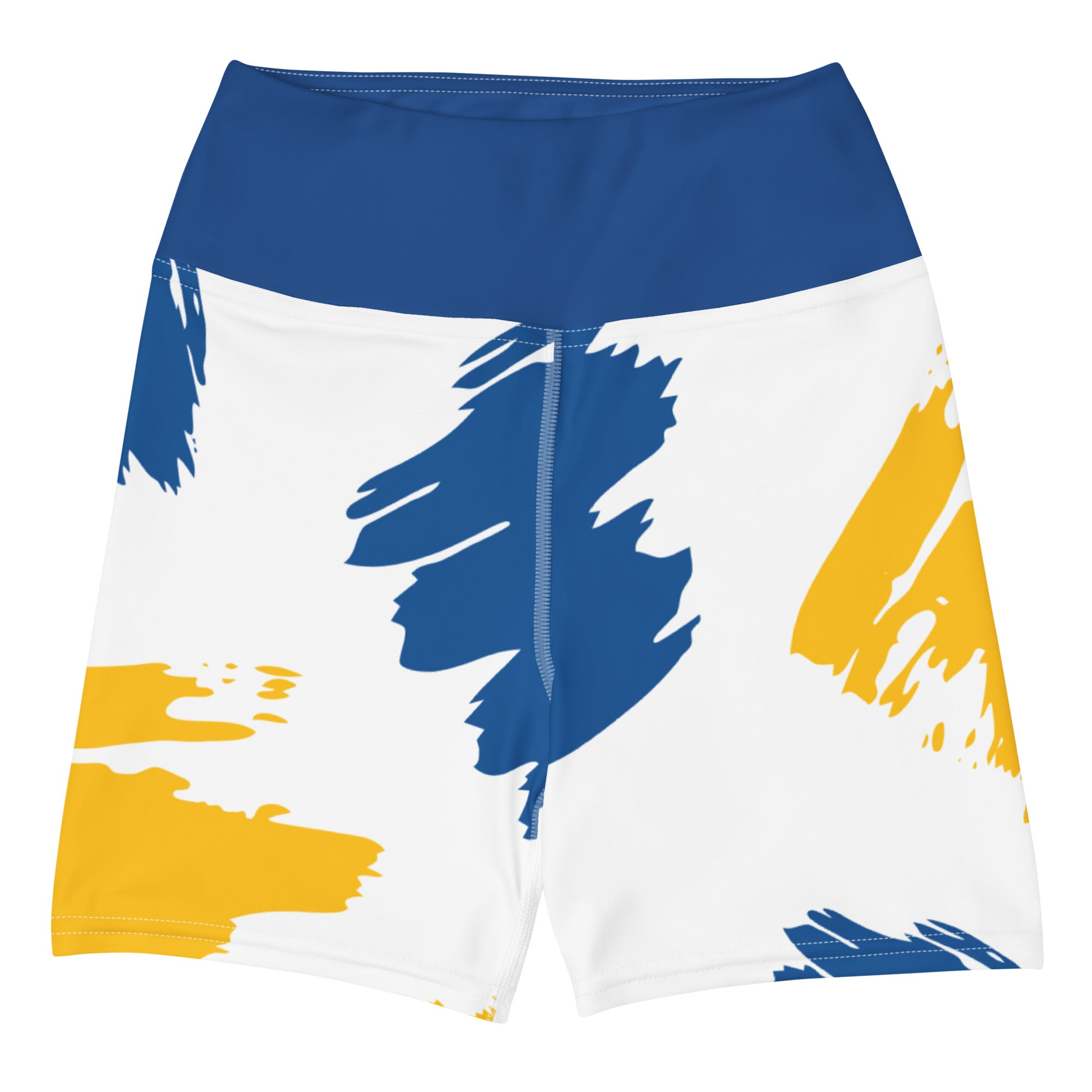 Blue Yellow Splash Yoga Shorts