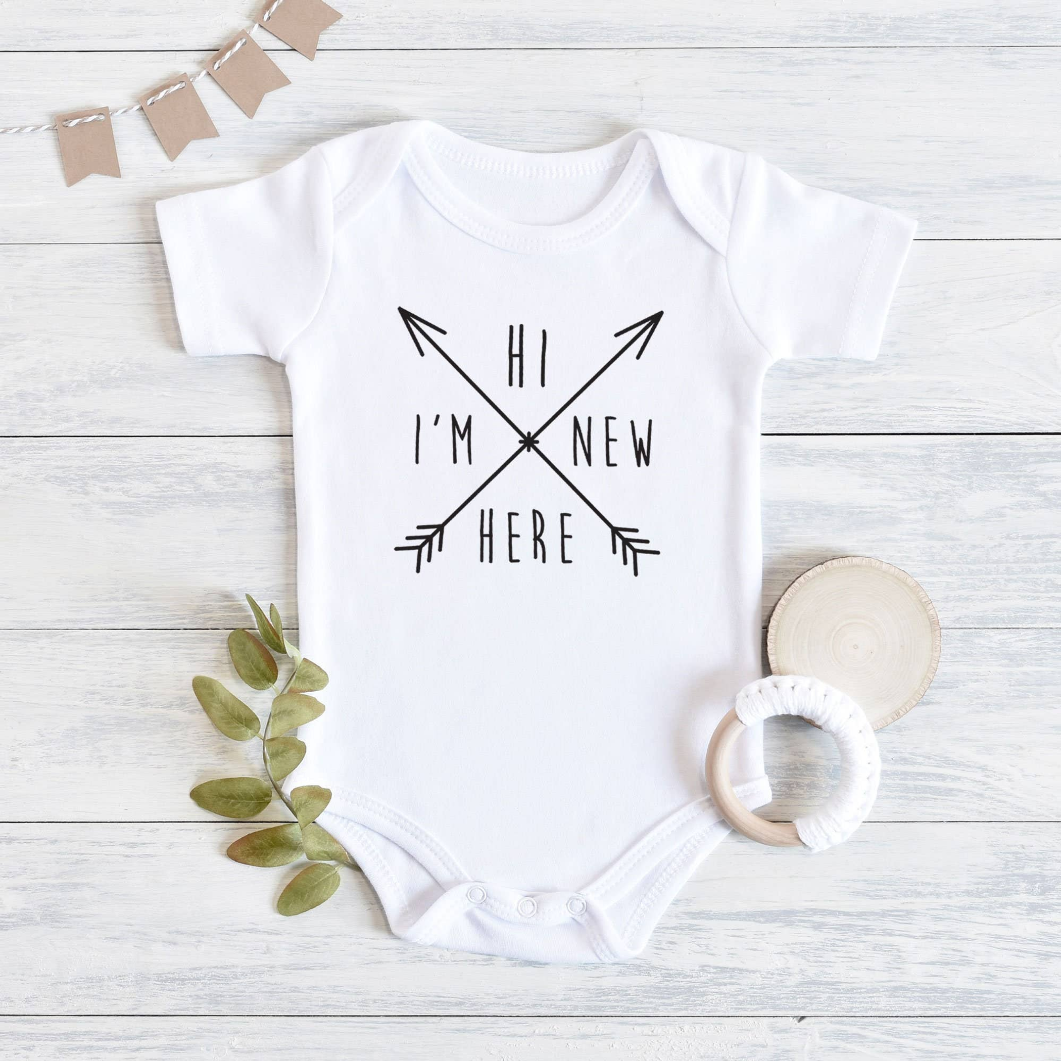 Hi I'm New Here Newborn Baby Onesie