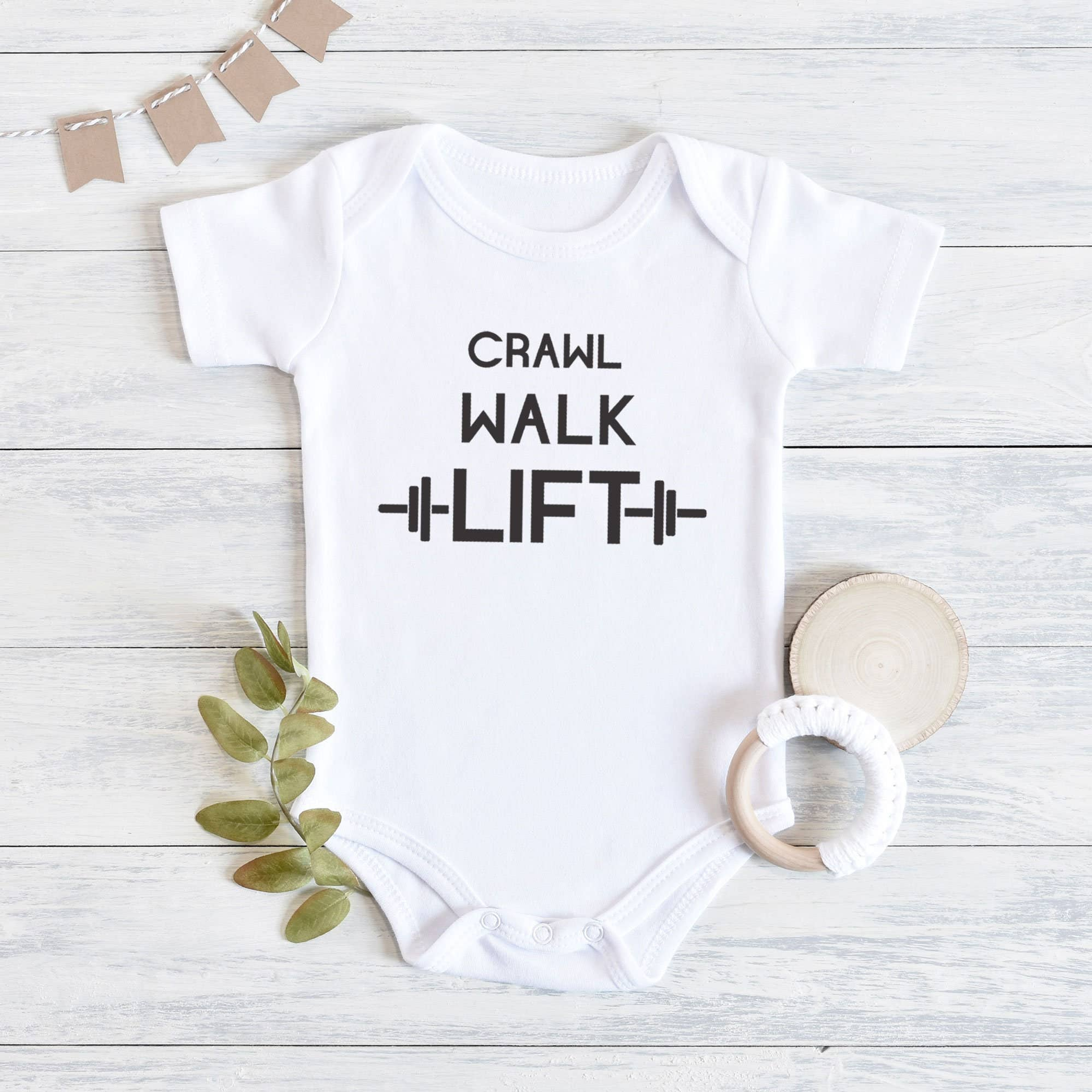 Crawl Walk Lift Crossfit Baby Onesie | Baby Shower Gift