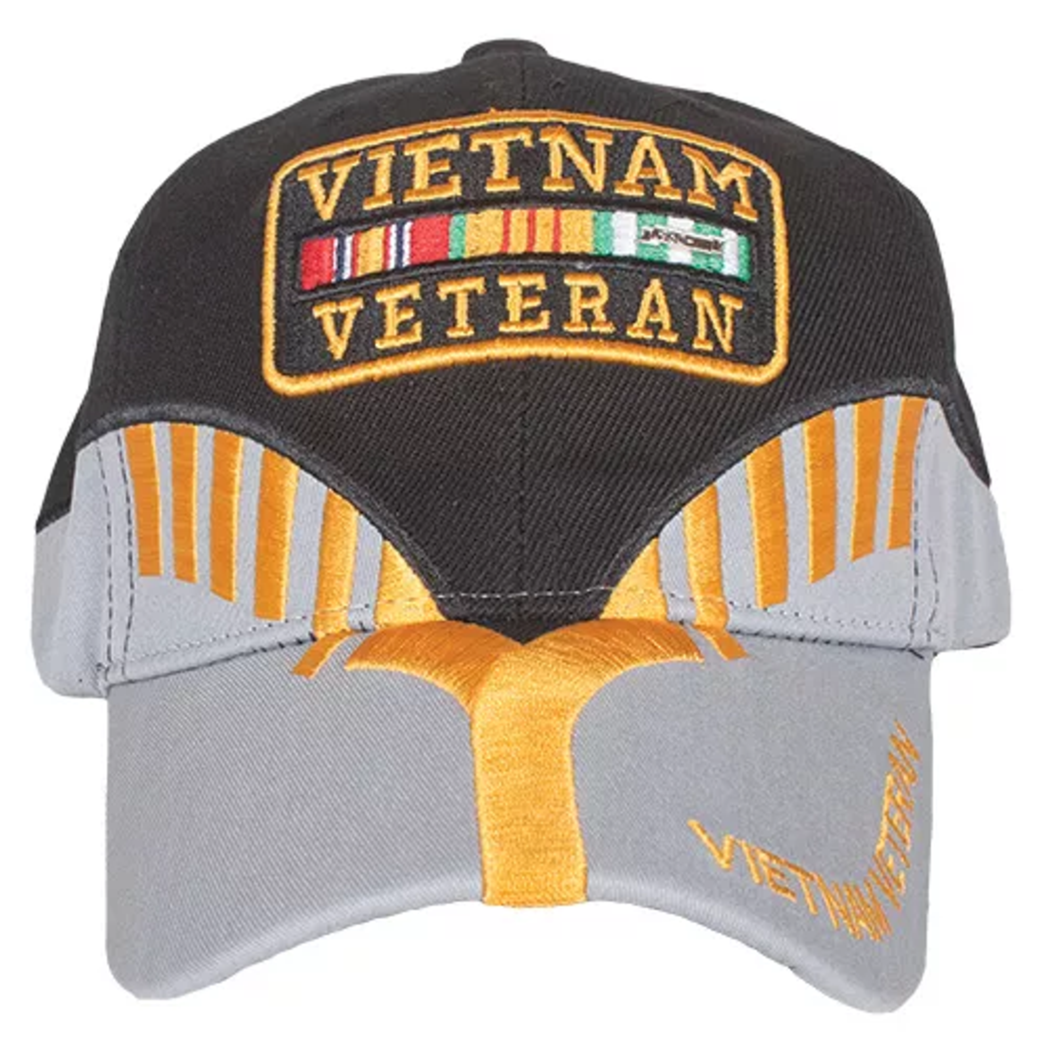 Embroidered Ball Cap Black/Grey Heritage - Vietnam Veteran