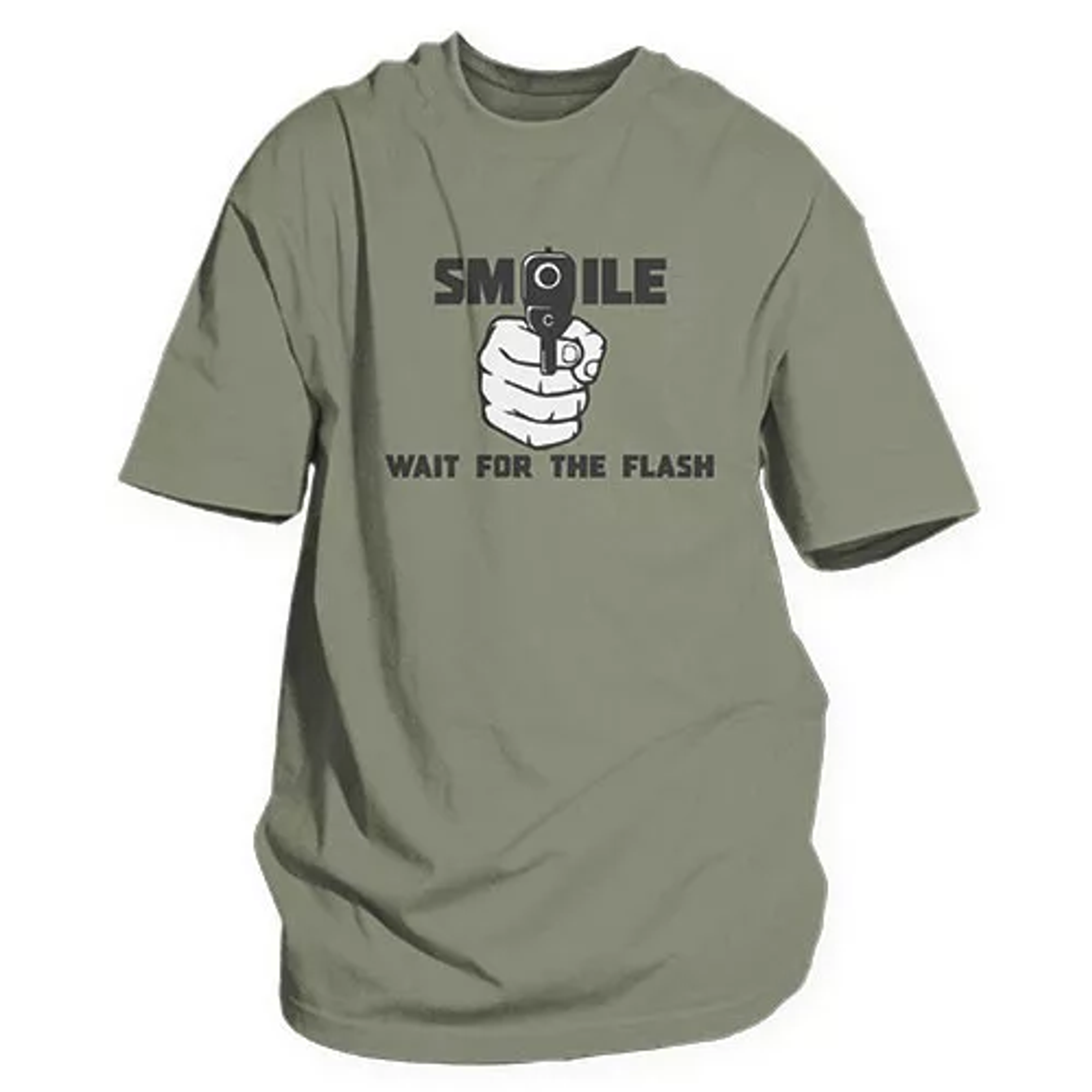 Smile For The Flash Men's T-Shirt Olive Drab - Small