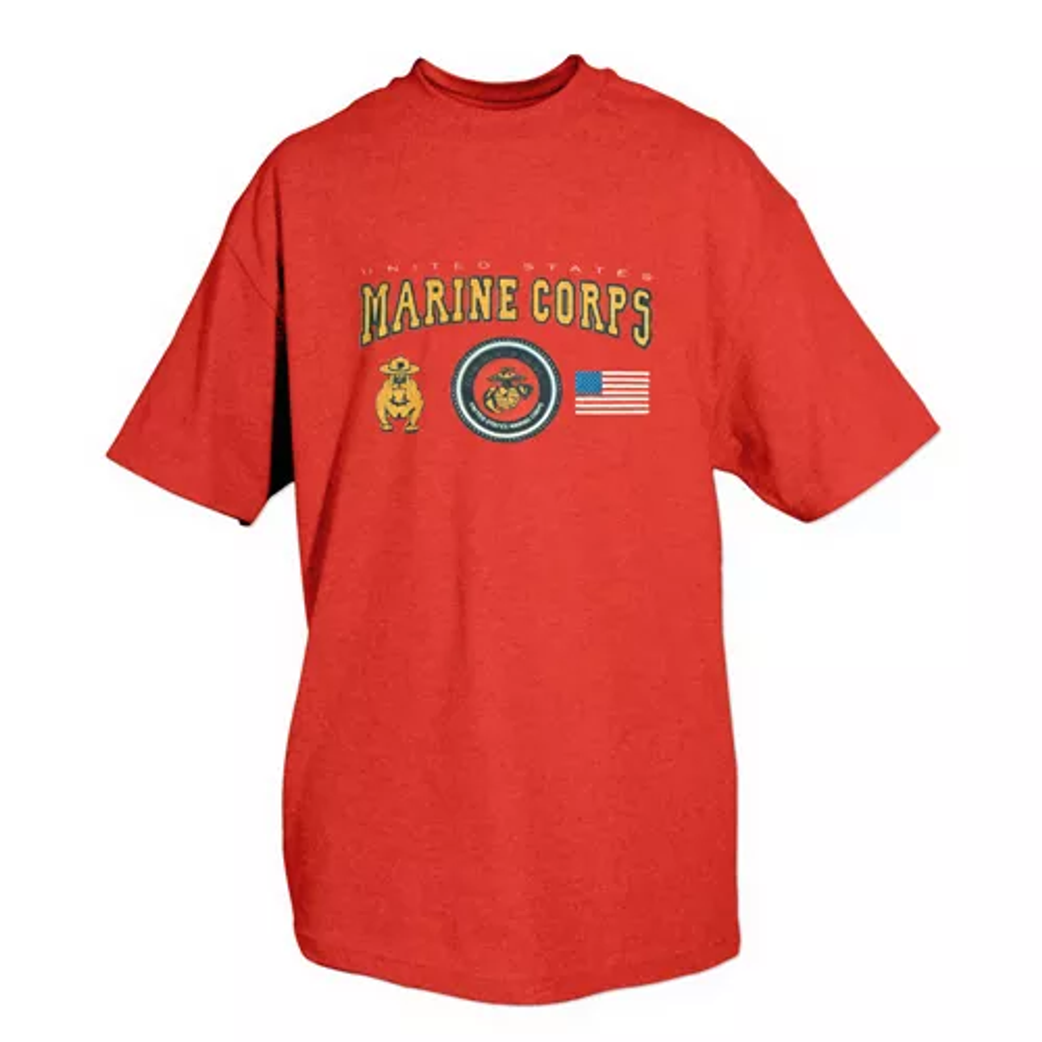 USMC T-Shirt With Logos-Red,Small