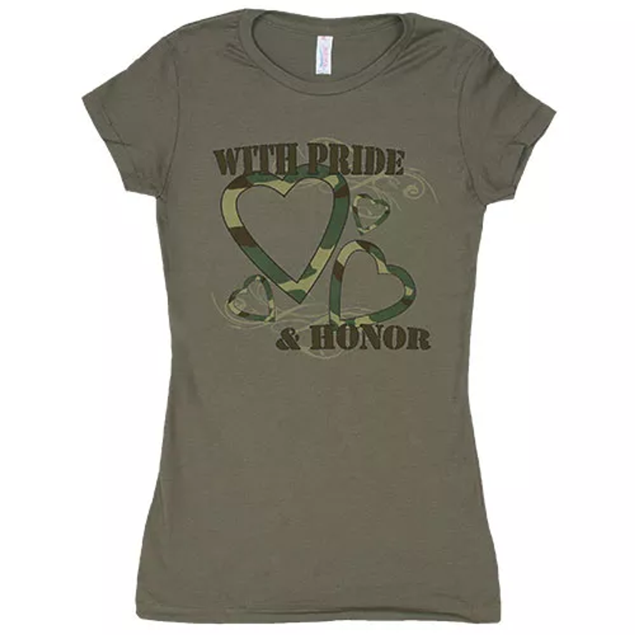 Women's Cotton Tee With Pride & Honor - Olive Drab Medium