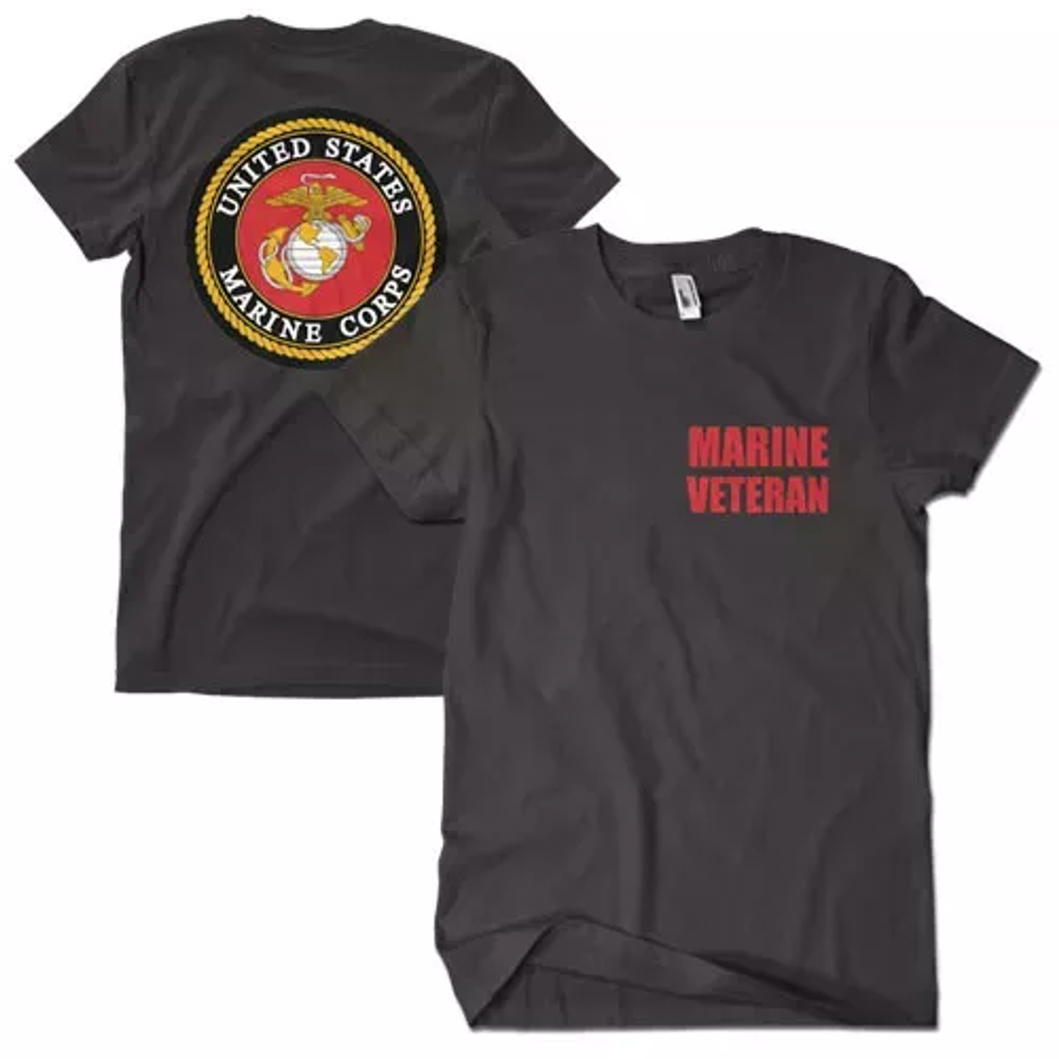 Marine Veteran Men's T-Shirt Black 2-Sided - Small