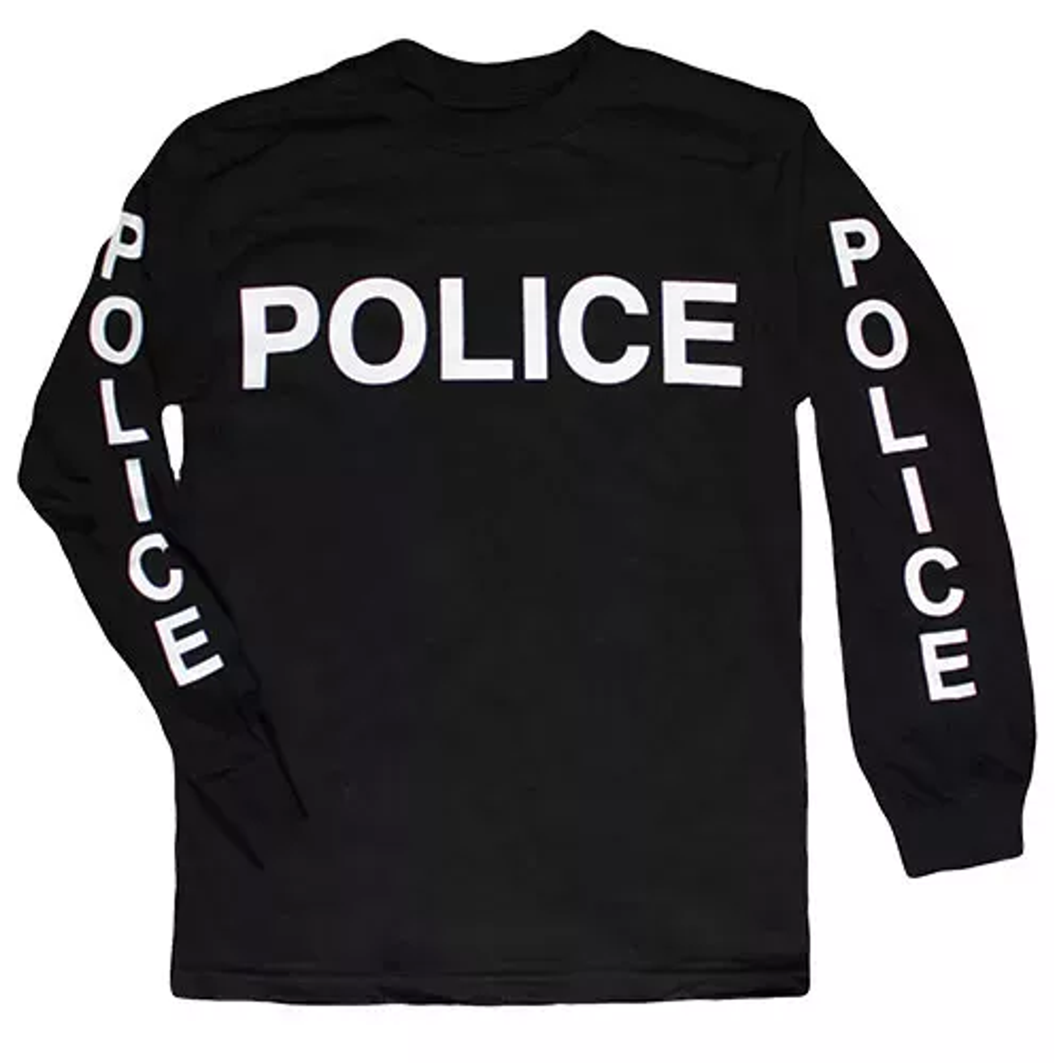 Police Long Sleeve T-Shirt Black With Sleeve Imprint - Small