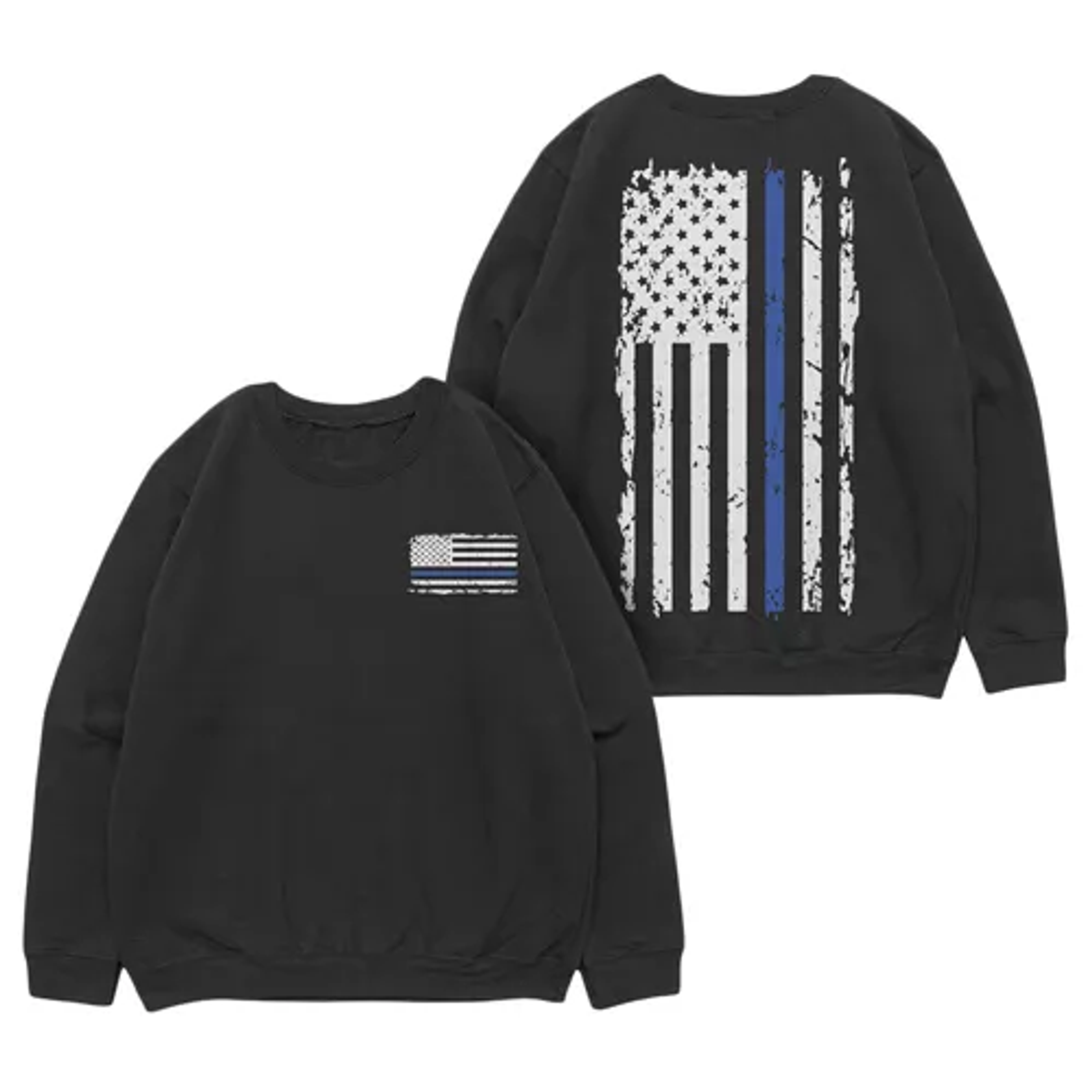 Vintage Blue Line Crewneck Sweatshirt Black - Small