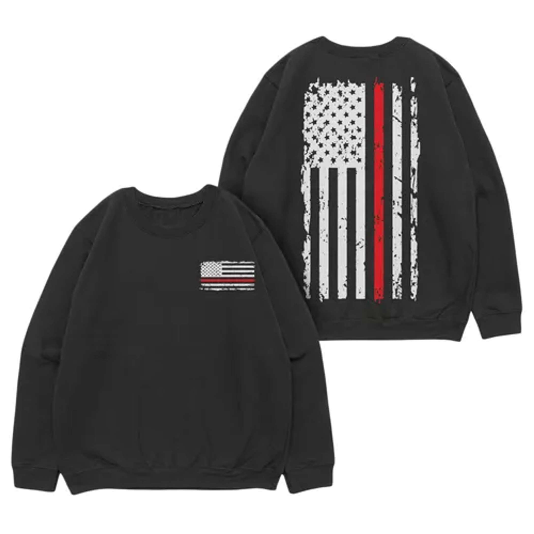 Vintage Red Line Crewneck Sweatshirt Black - Small