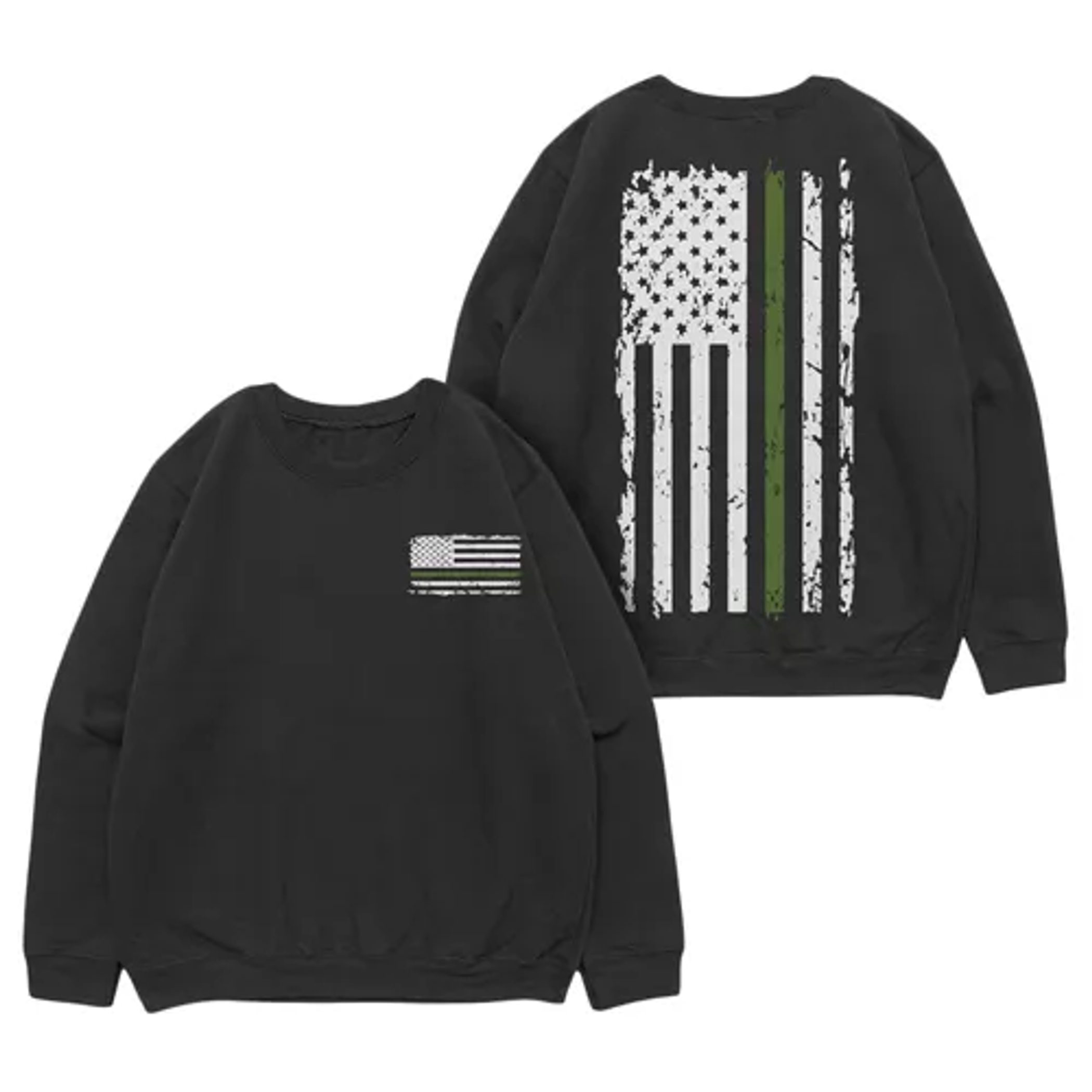 Vintage Green Line Crewneck Sweatshirt Black - Small