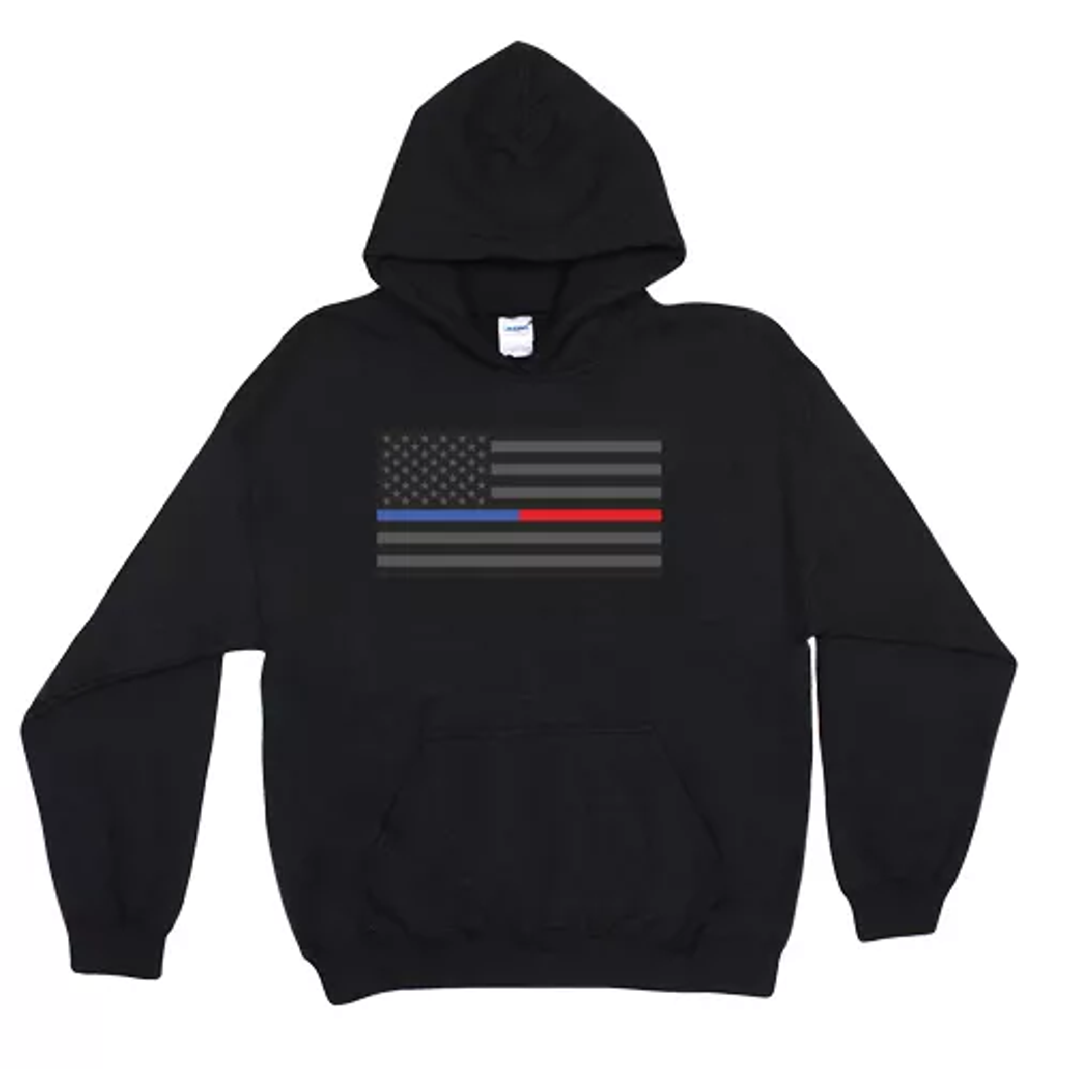 Pullover/Hooded Police/Thin Blue & Red Line Black - Large