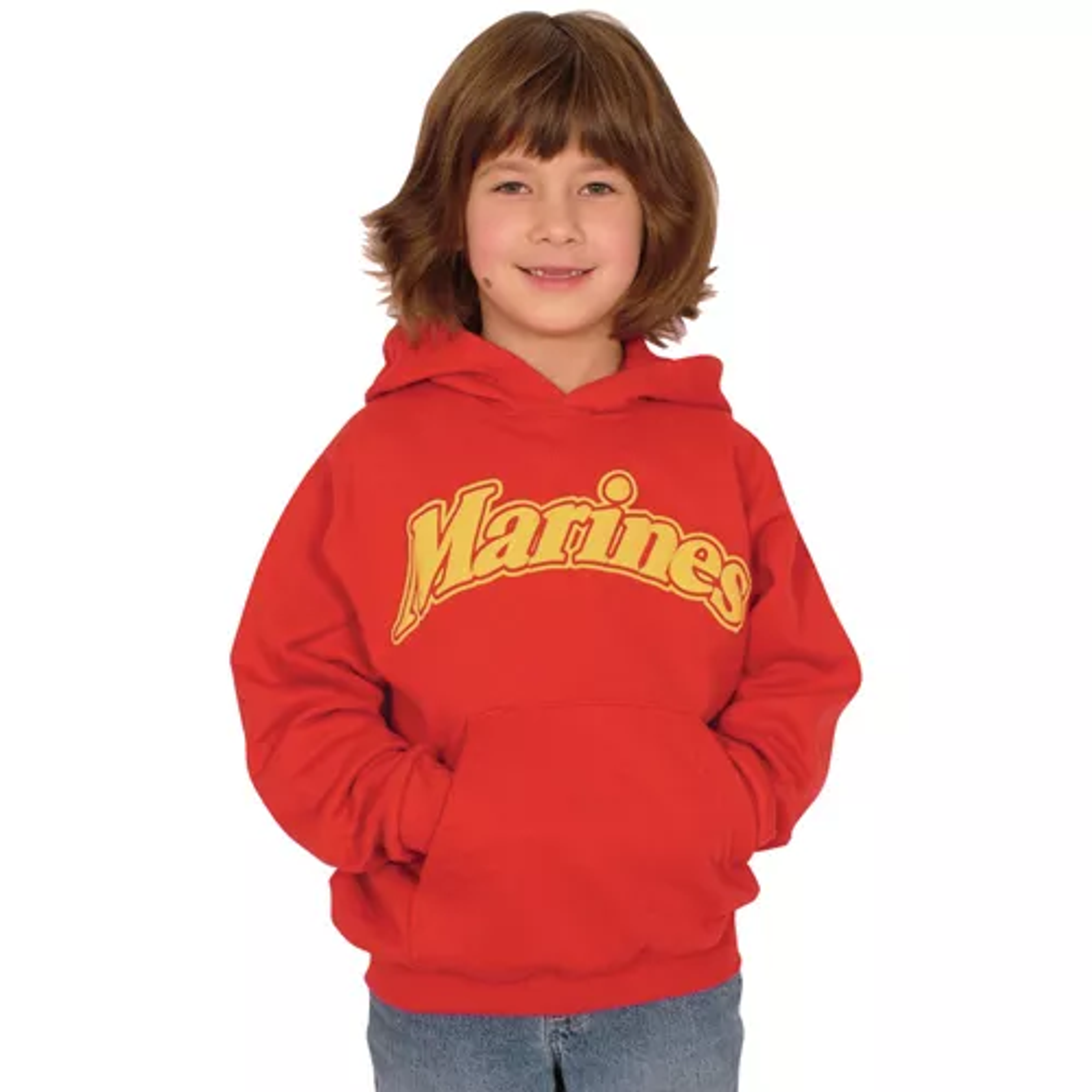 Youth's Pullover/Hooded Red SweatShirt-Marines Large