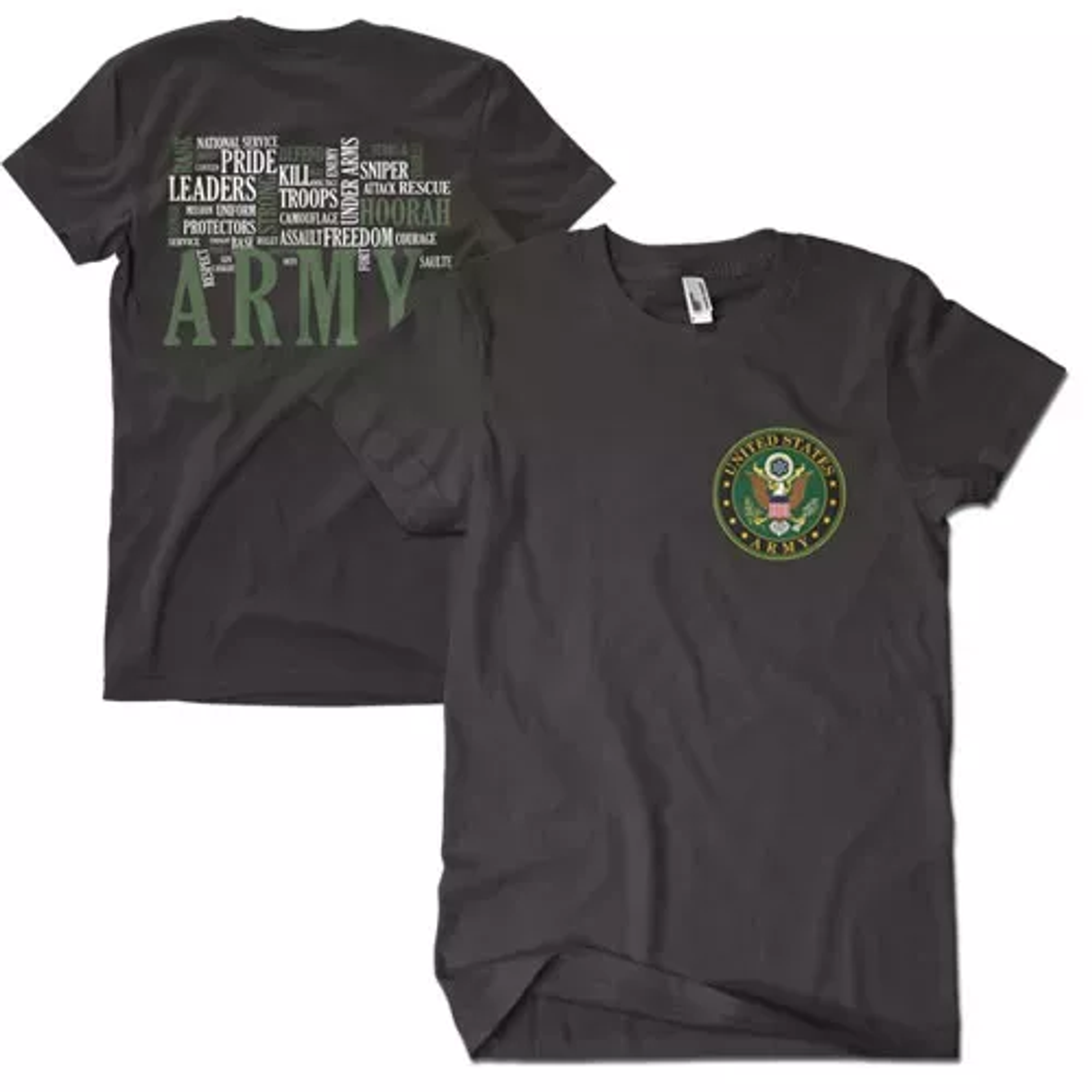 Army Words Men's T-Shirt Black 2-Sided - Small