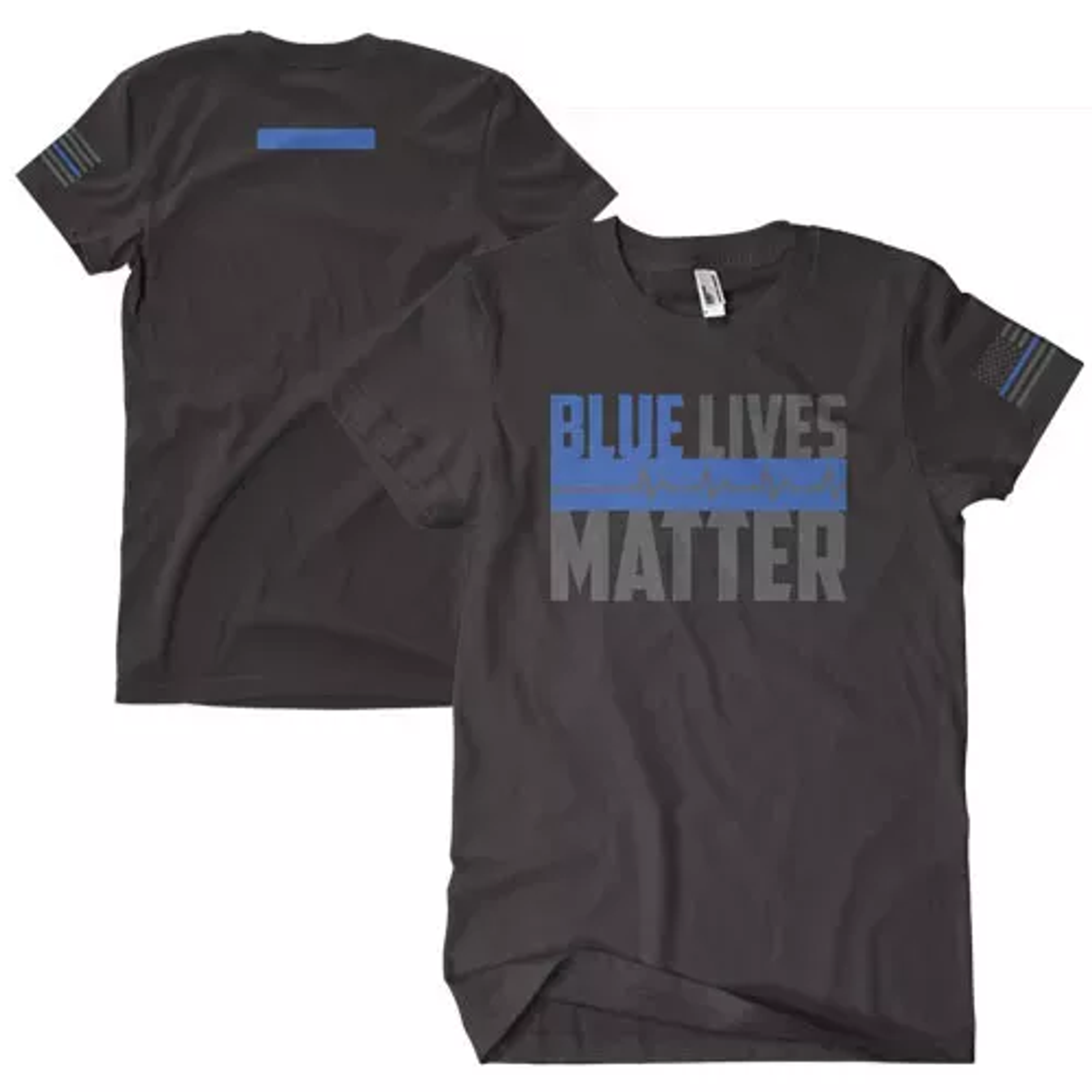 Blue Lives Matter Men's T-Shirt Black 2-Sided - Medium