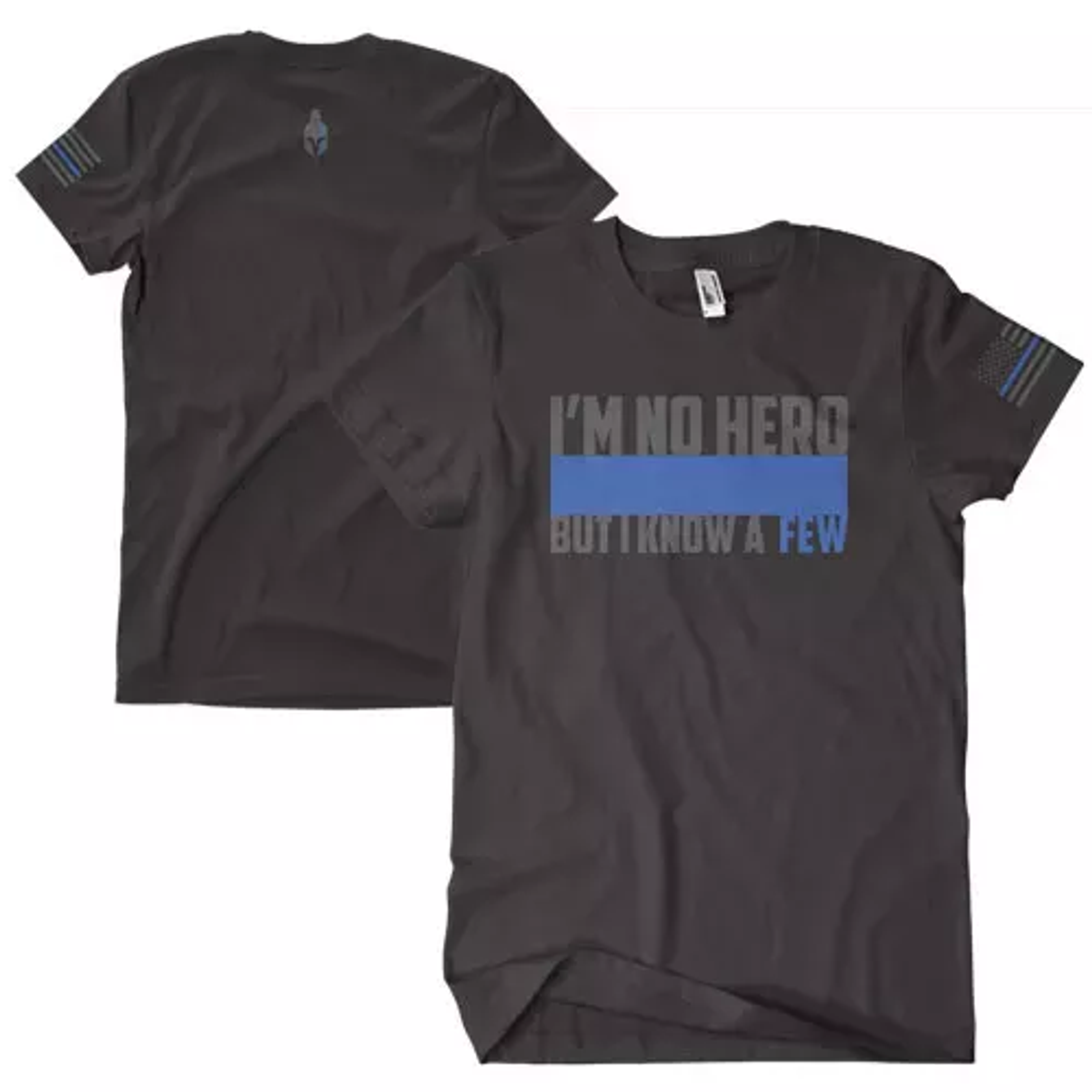 I'm No Hero Men's T-Shirt Black/Blue 2-Sided - Large