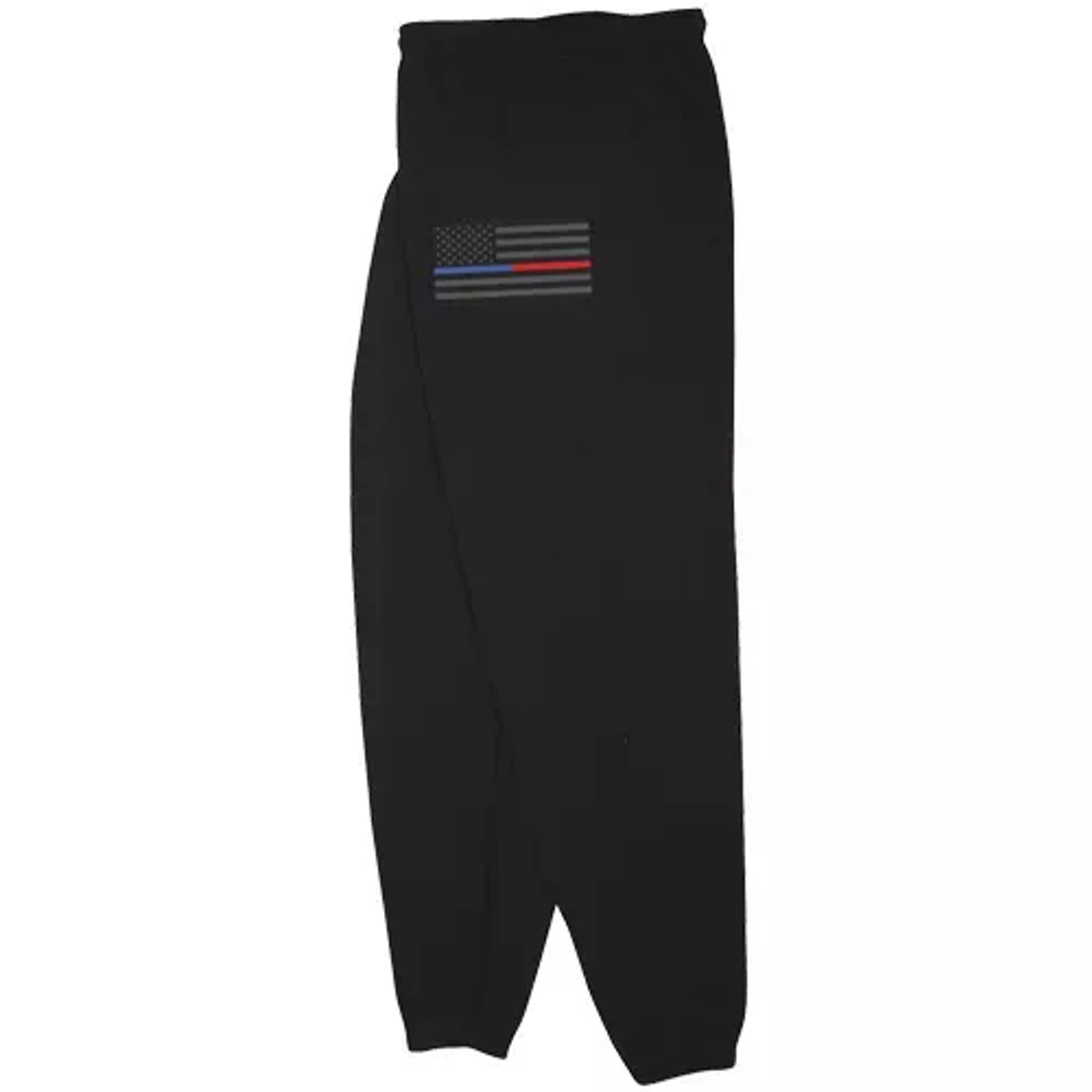 USA Flag/Thin Blue & Red Line Mens Sweatpant Black - Large