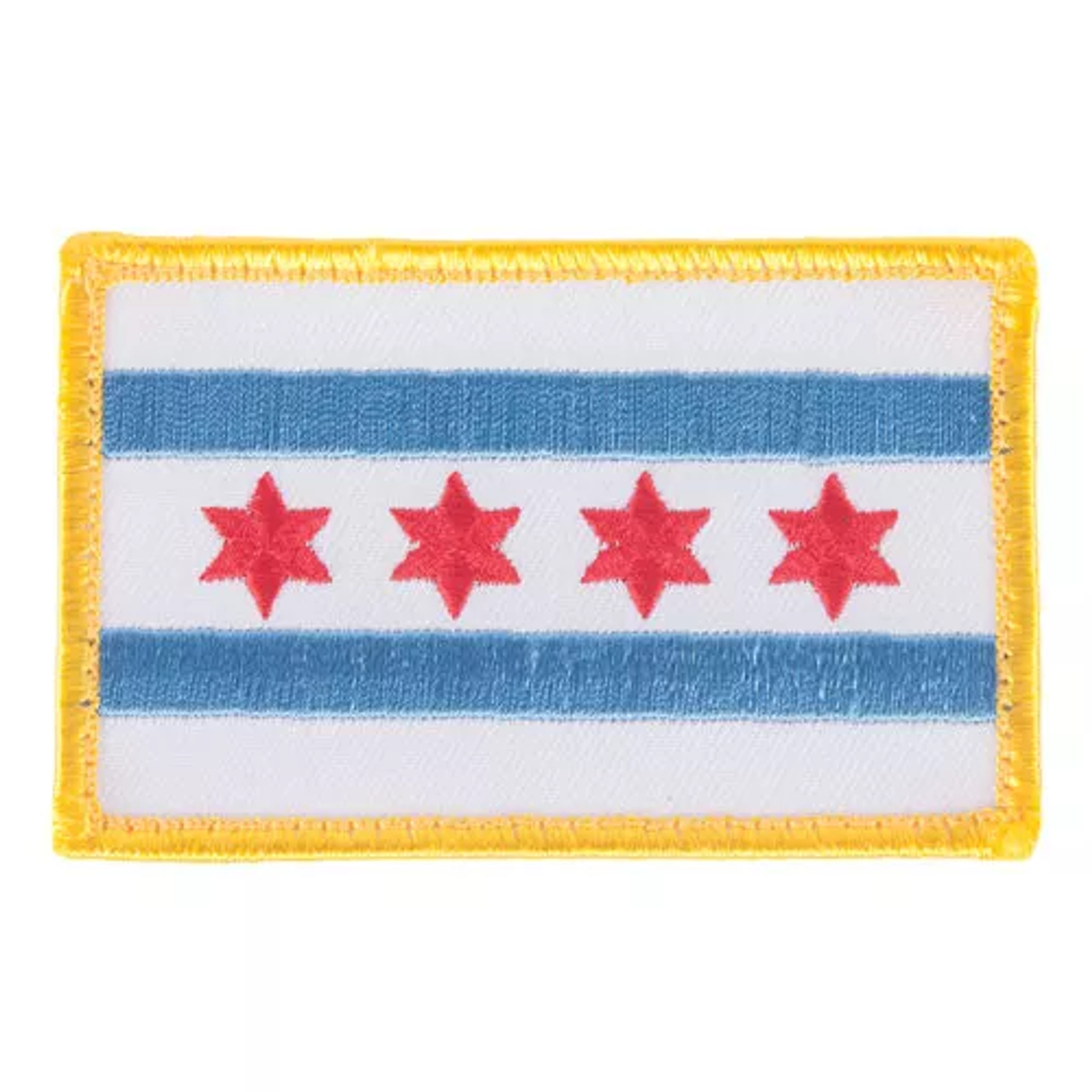 Chicago Flag Patch - Gold Merrow Border - 6 Pack