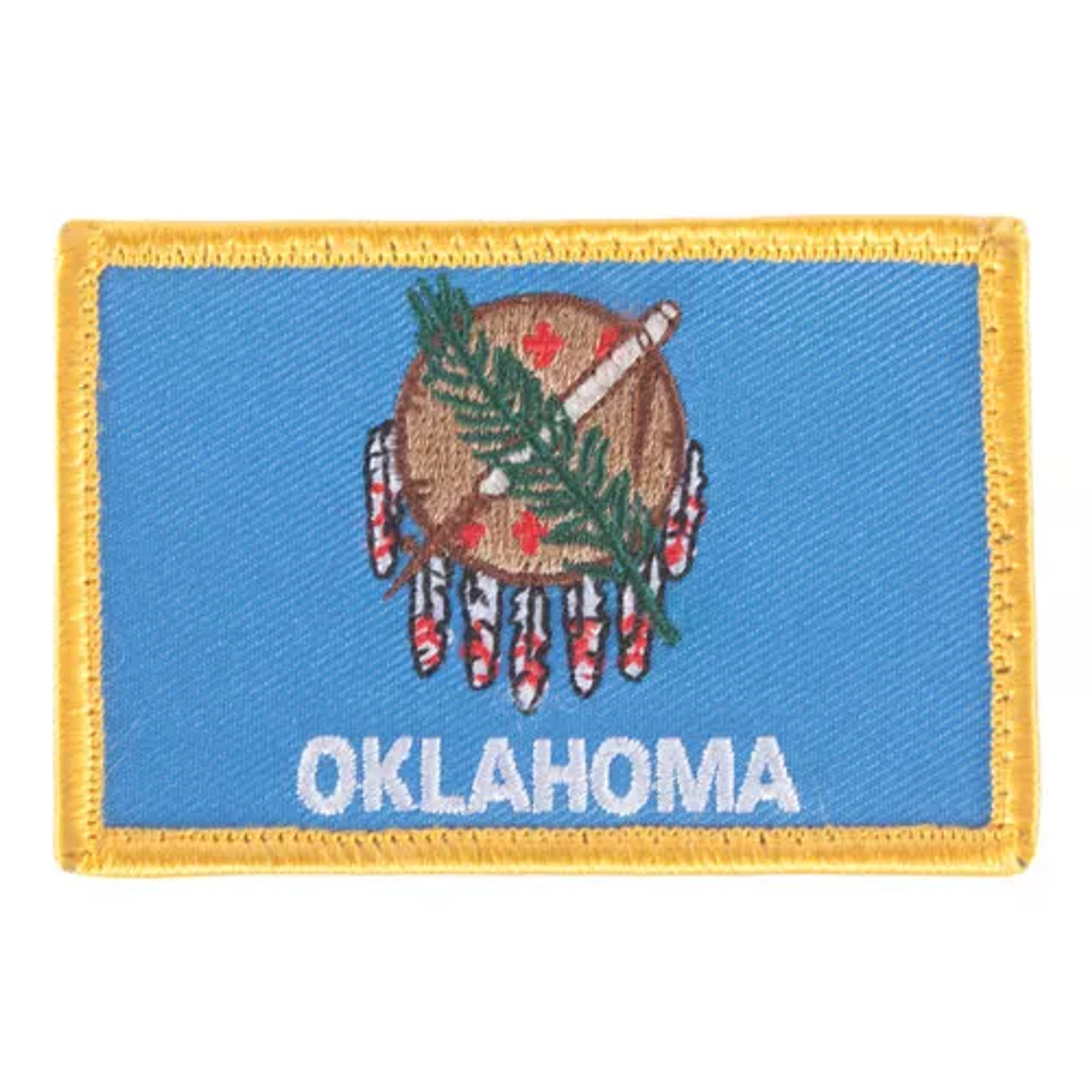 Oklahoma Flag Patch - Gold Merrow Border - 6 Pack