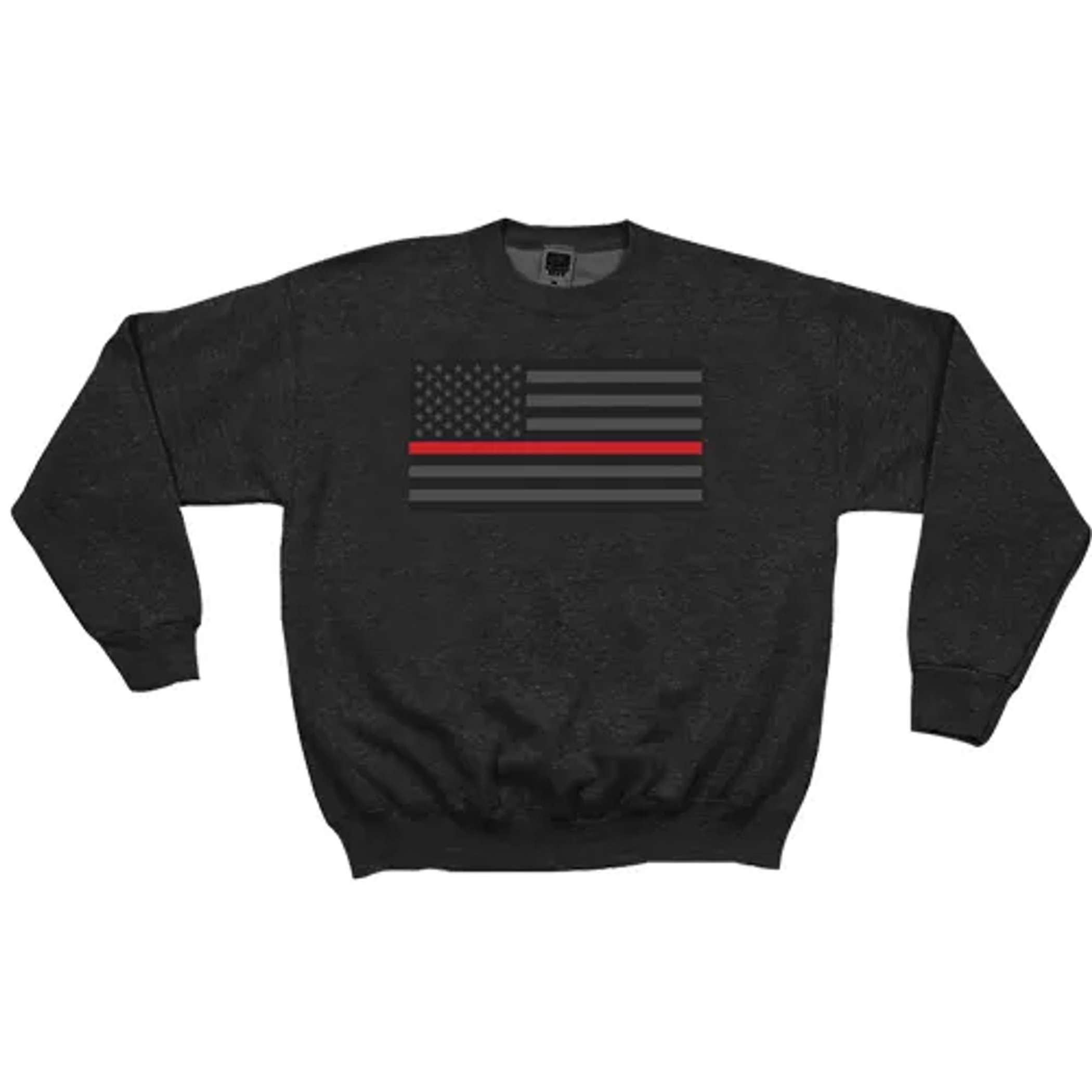 USA Flag/Thin Red Line Crewneck Sweatshirt Black - Large